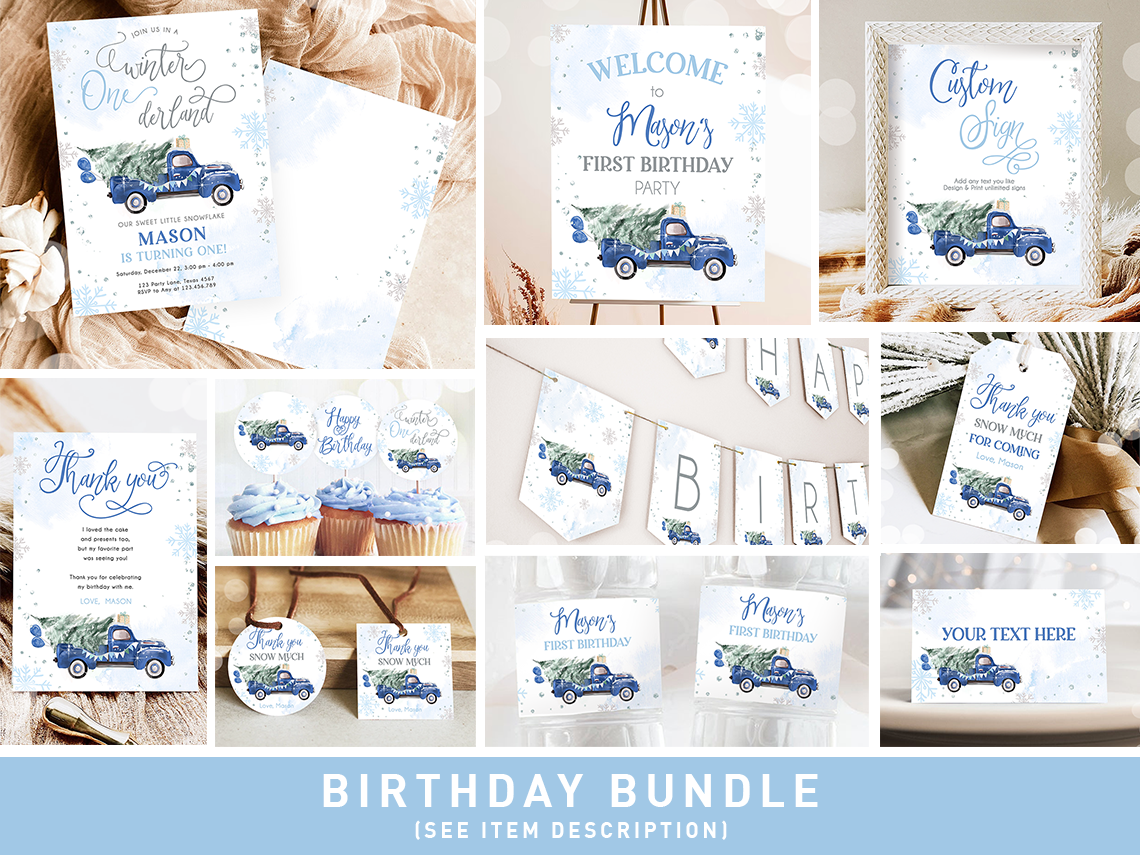 Birthday Bundle Winter Truck Blue 0495 design preview