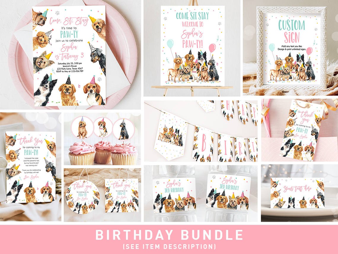 Bundle Birthday Dog Girl 0384 design preview