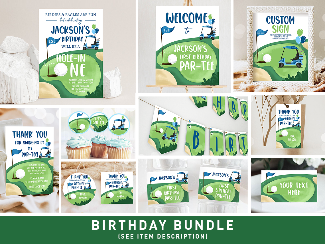 Birthday Bundle Hole in One White Blue 0405 design preview