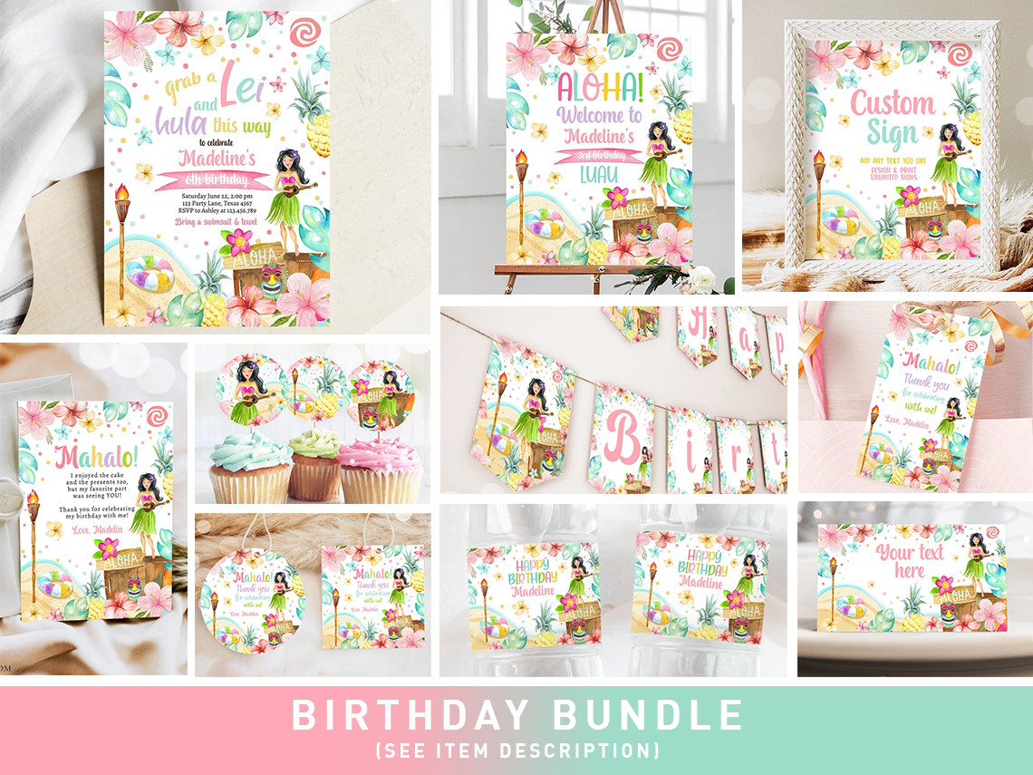 Birthday Bundle Hawaii Luau Grab a Lei 0413 design preview