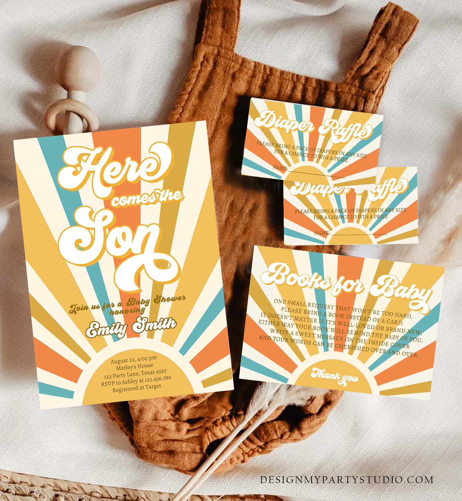 Baby Shower Invitation Here Comes the Son design preview