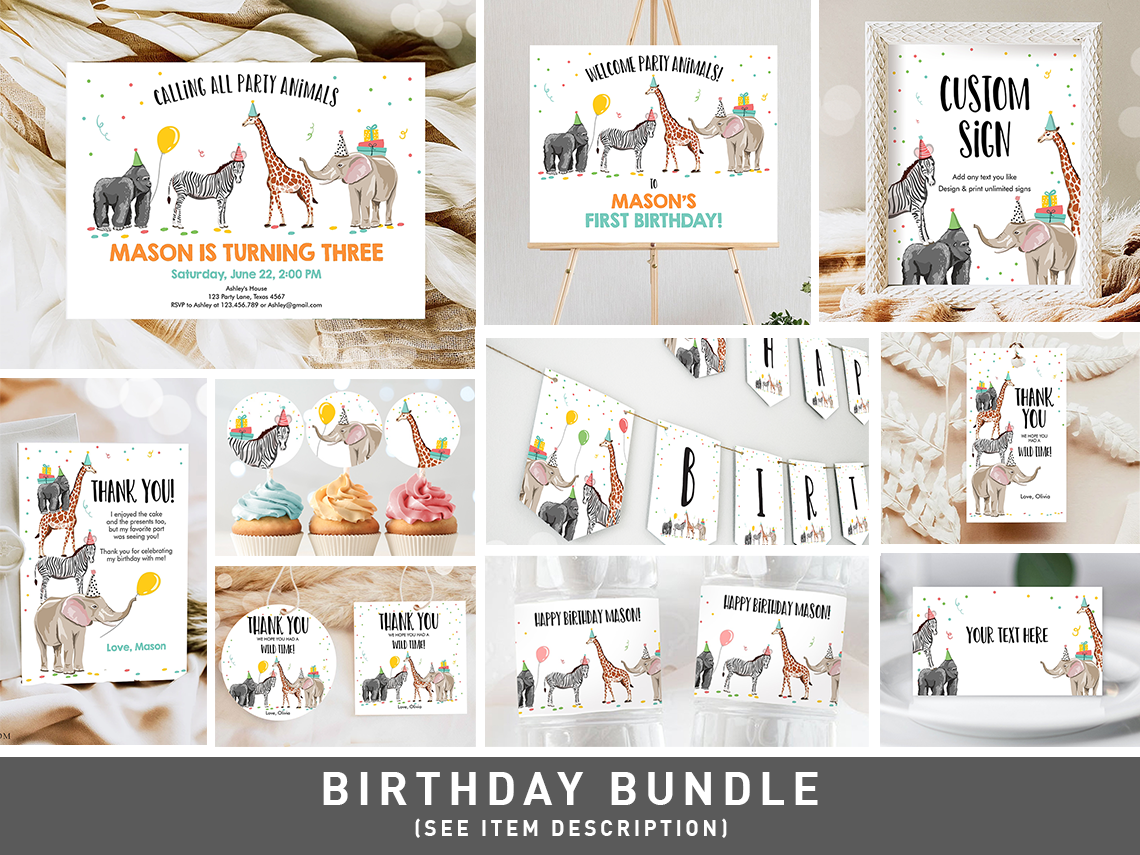 Birthday Bundle Party Animals Boy Horizontal 0142 design preview