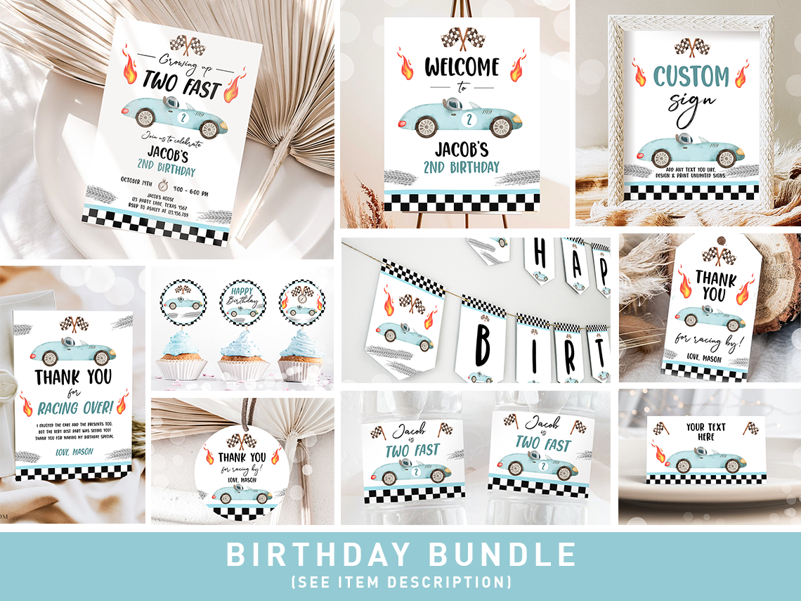 Birthday Bundle Racing Car Blue 0424 design preview