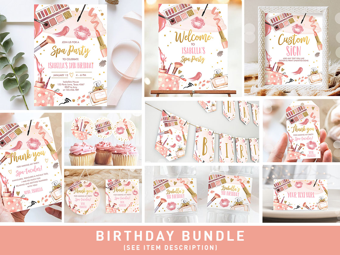 Birthday Bundle Spa Party Neutral 0420 design preview