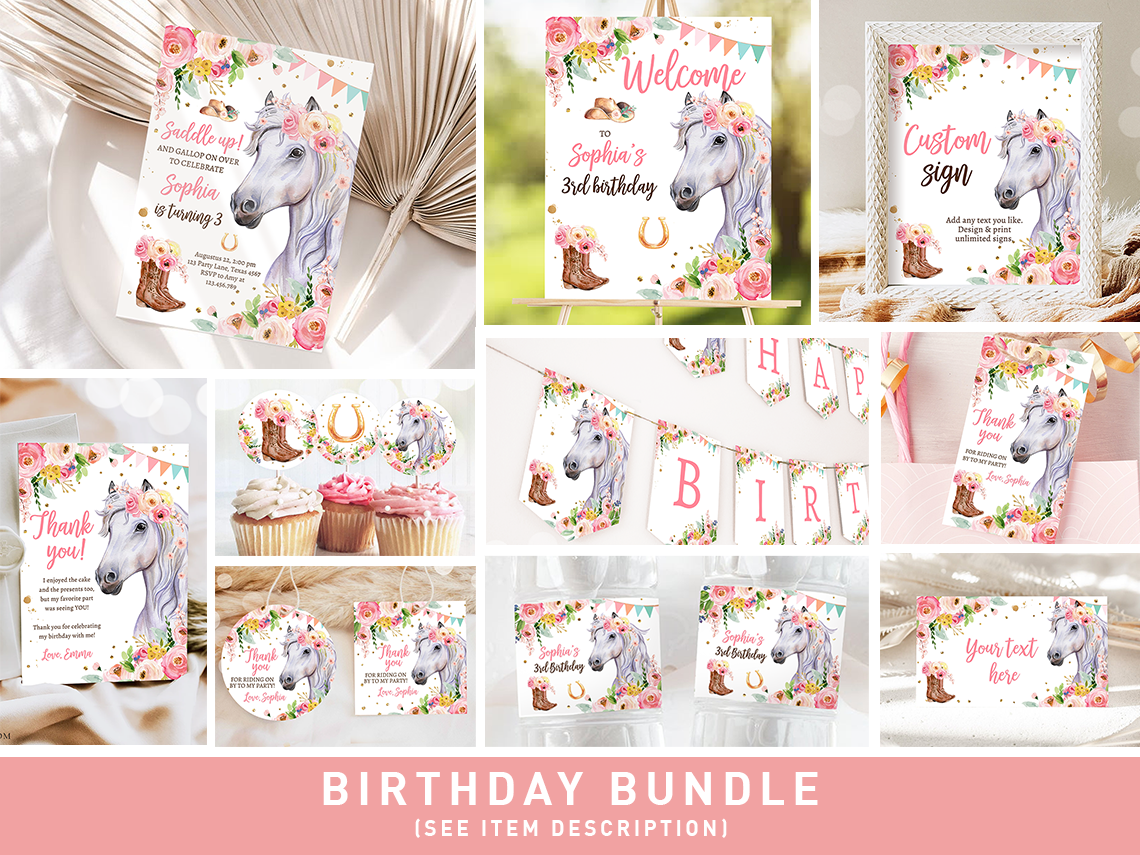 Birthday Bundle Horse White 0408 design preview