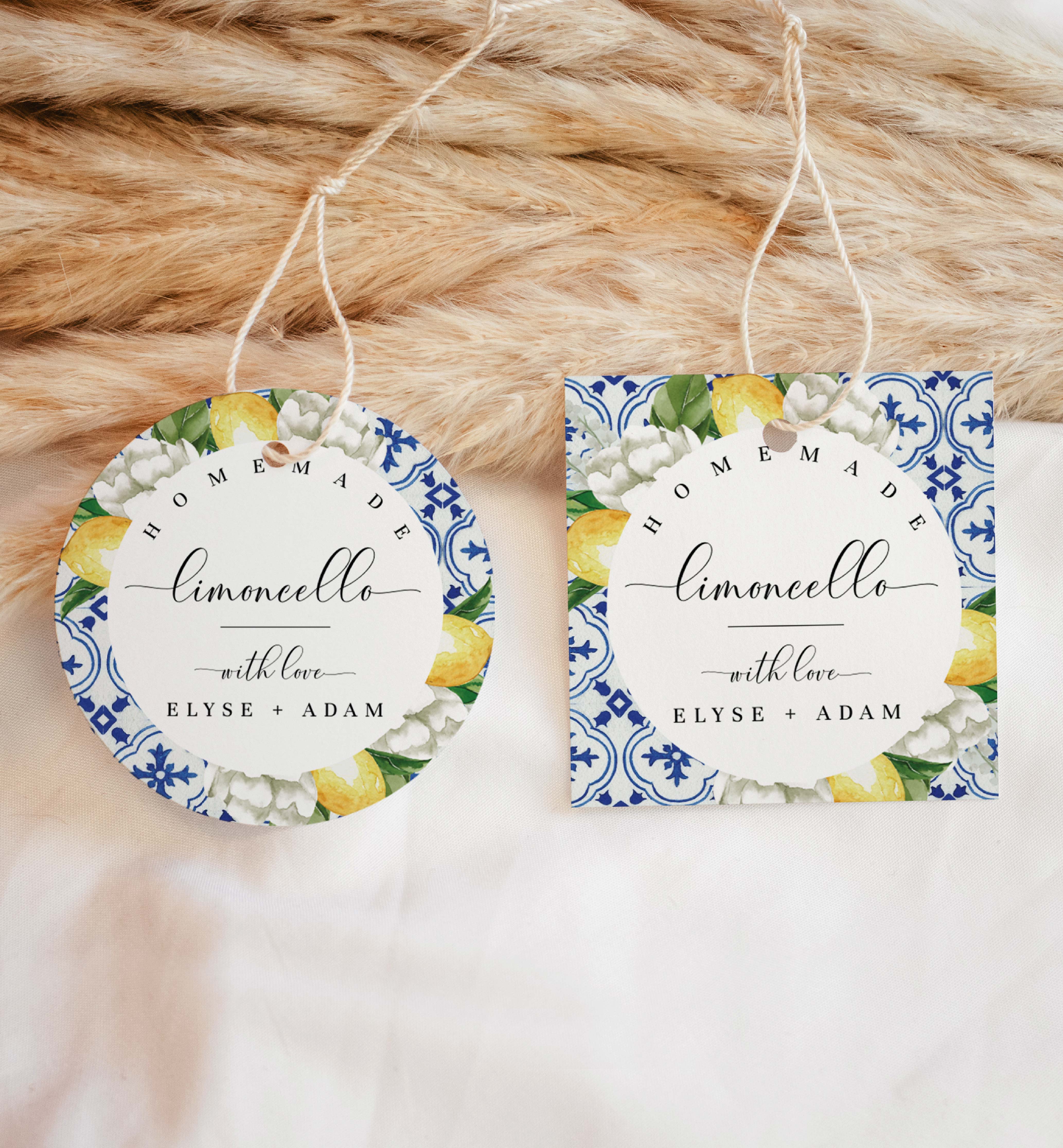 MED-BLU-6-B2606 - THE MED - LEMONS - HOMEMADE LIMONCELLO FAVOUR TAGS design preview