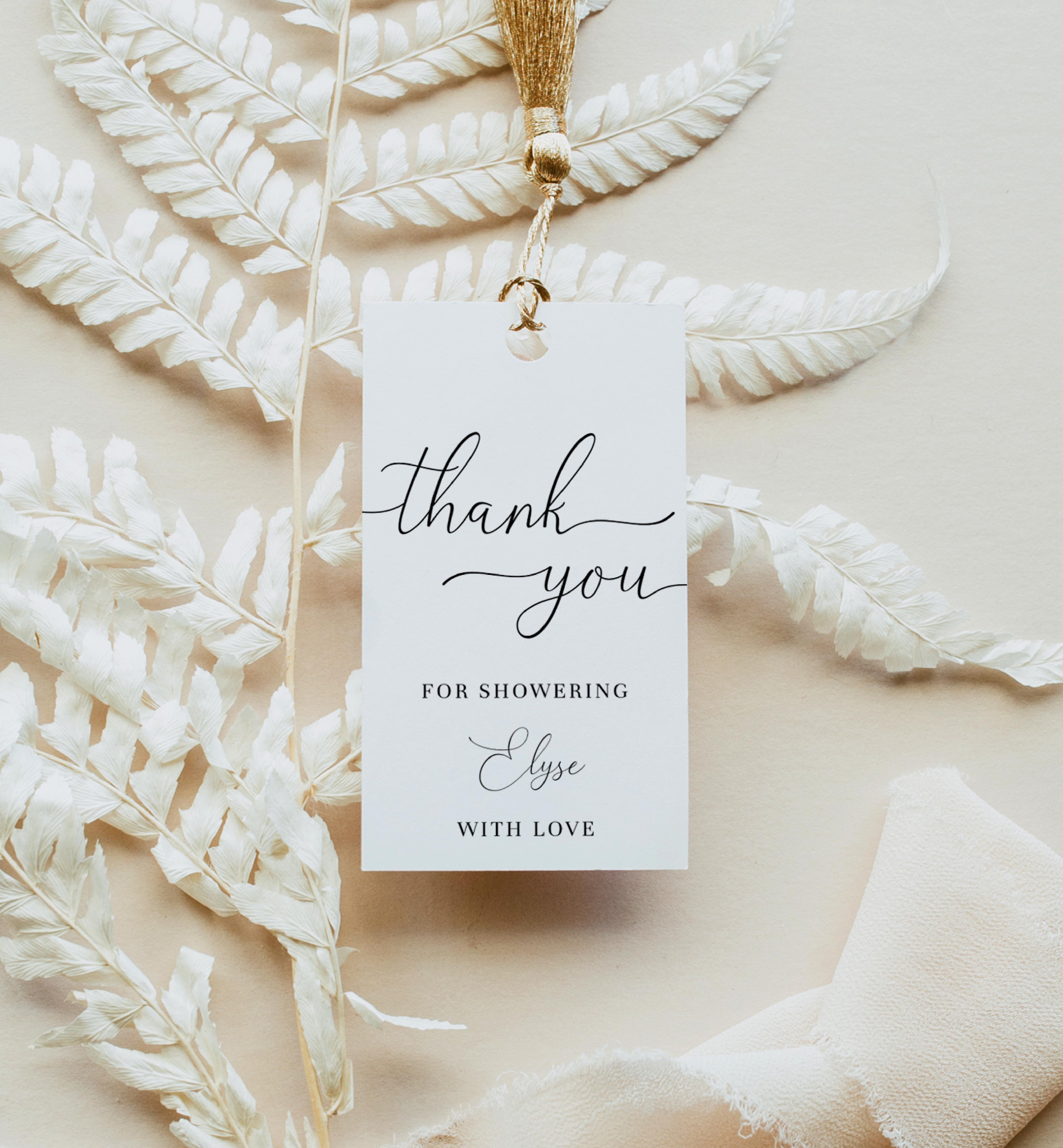 QSC-WHT-6-B1685 - QUINN SCRIPT - WHITE - THANK YOU FAVOUR TAG design preview