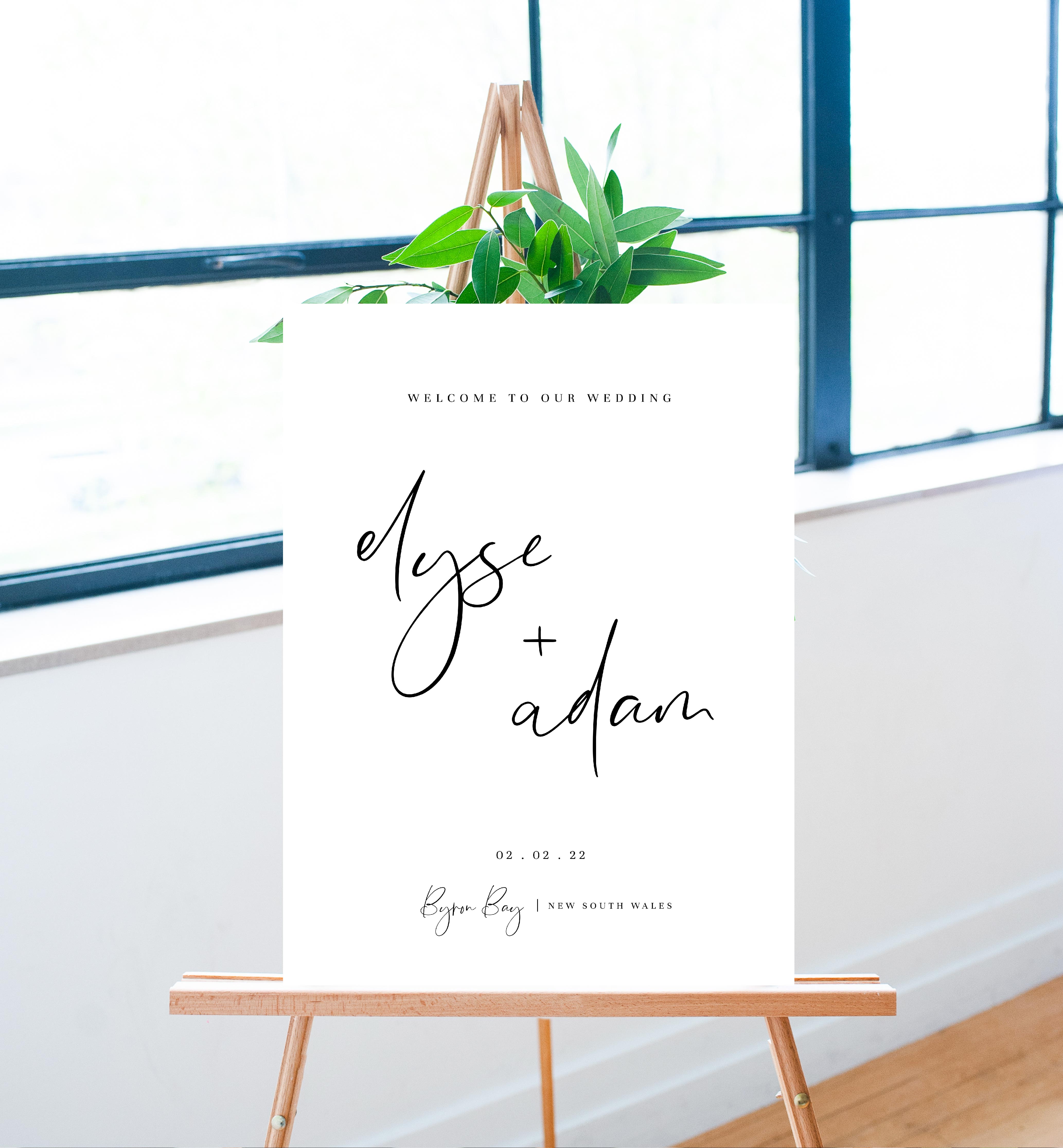 GIG-WHT-3-B993 - GIGI SCRIPT - WHITE - WELCOME SIGN design preview