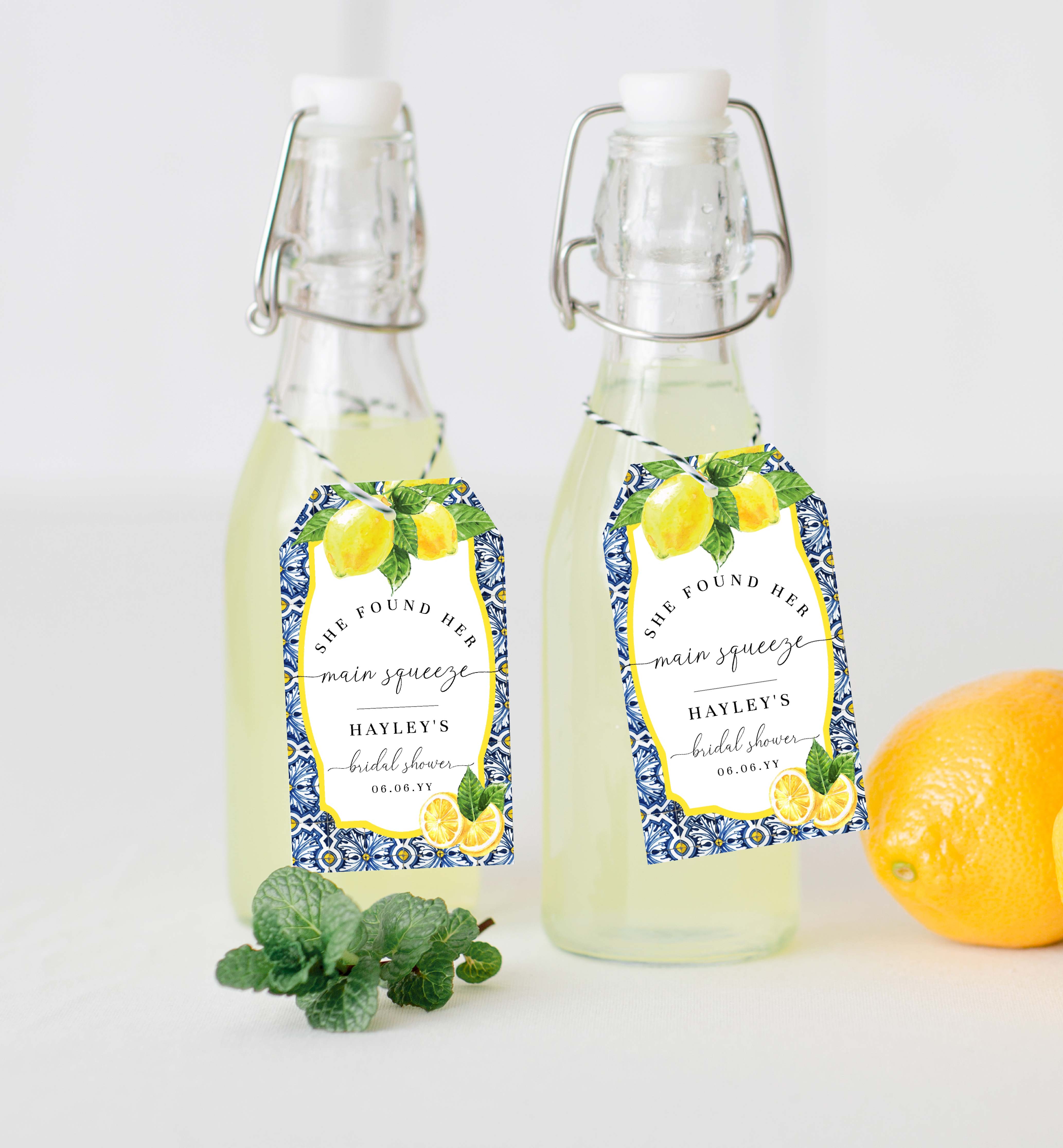 POS-BLY-6-B2607 - POSITANO BLUE TILE - LEMONS - MAIN SQUEEZE FAVOUR TAG design preview