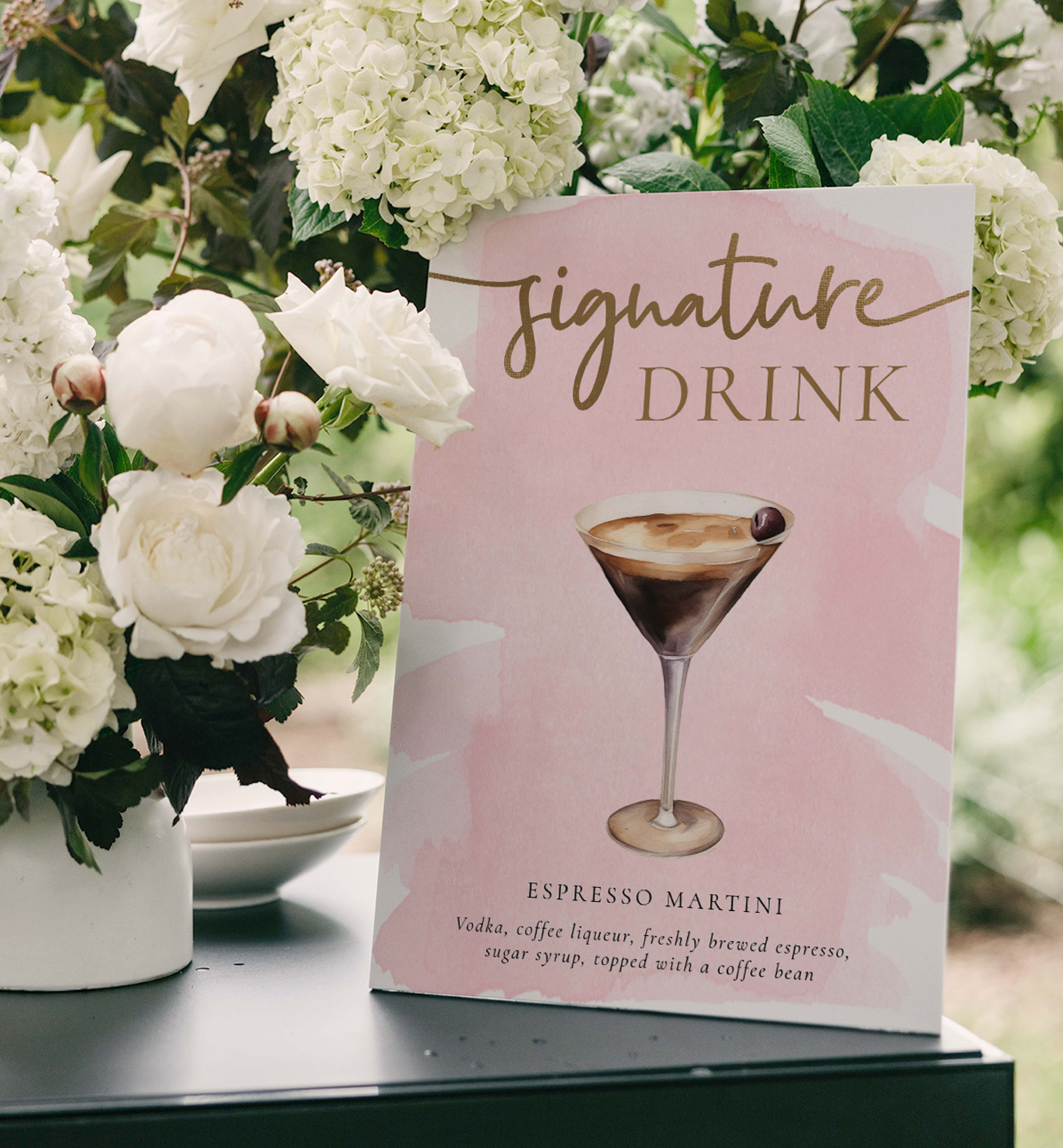 WAT-PNK-7-B3304 - WATERCOLOUR - PINK GOLD - SIGNATURE DRINKS SIGN design preview