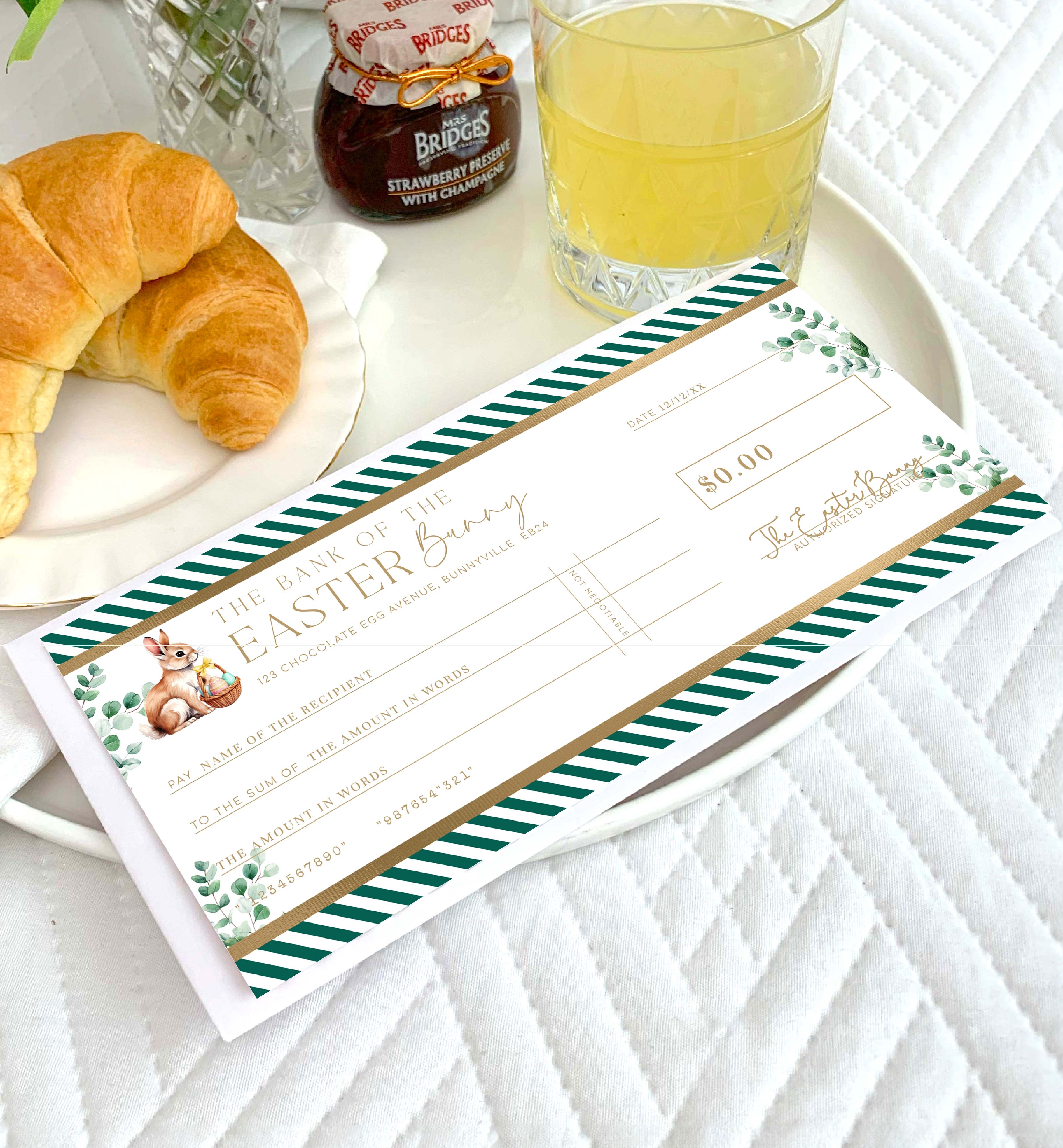 FER-GRE-14-B3482 - FERRAS - GREEN - EASTER CHEQUE CERTIFICATE design preview