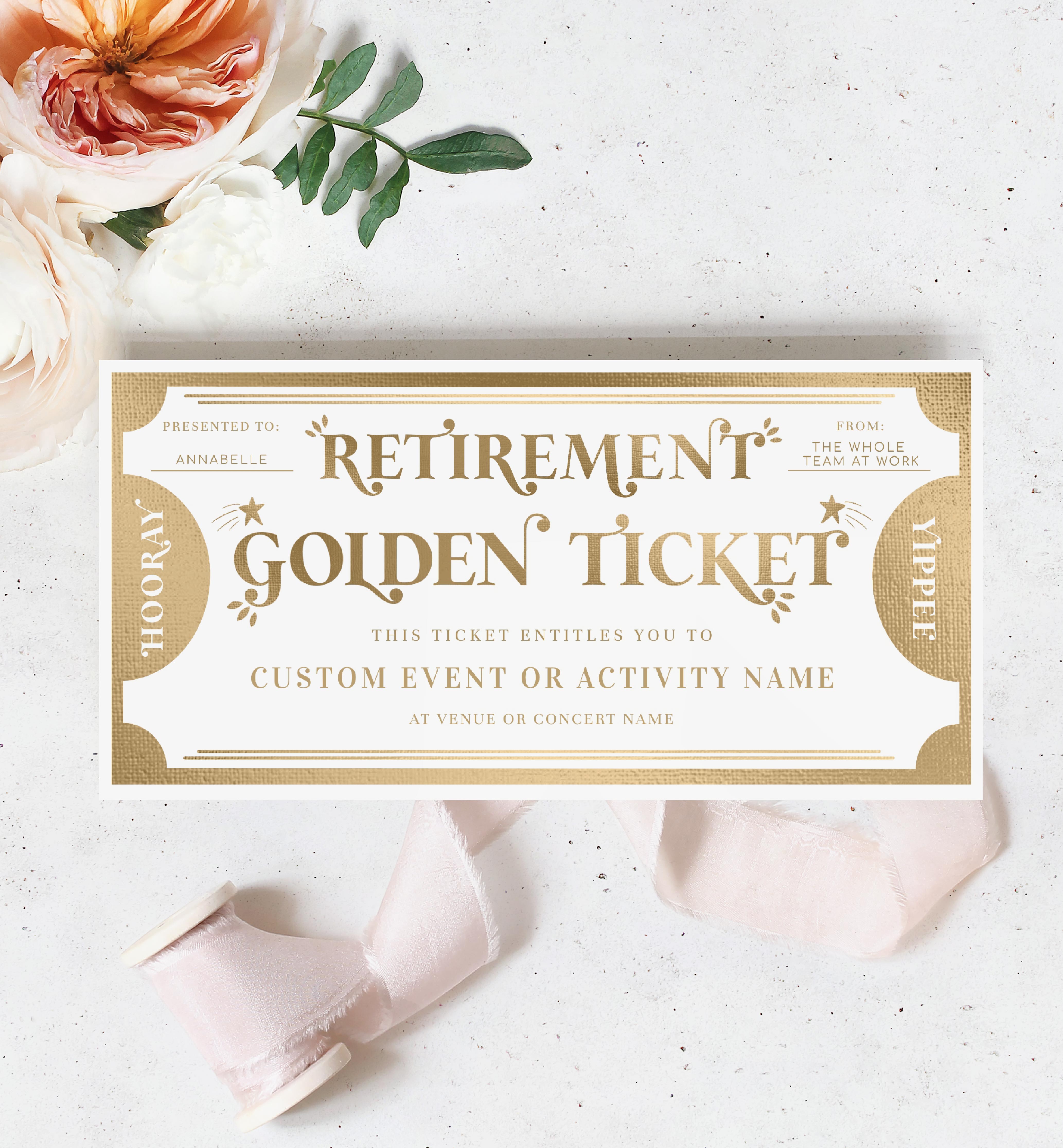 MAR-WHG-14-B2043 - MARGO - WHITE GOLD - RETIREMENT GOLDEN TICKET CERTIFICATE design preview