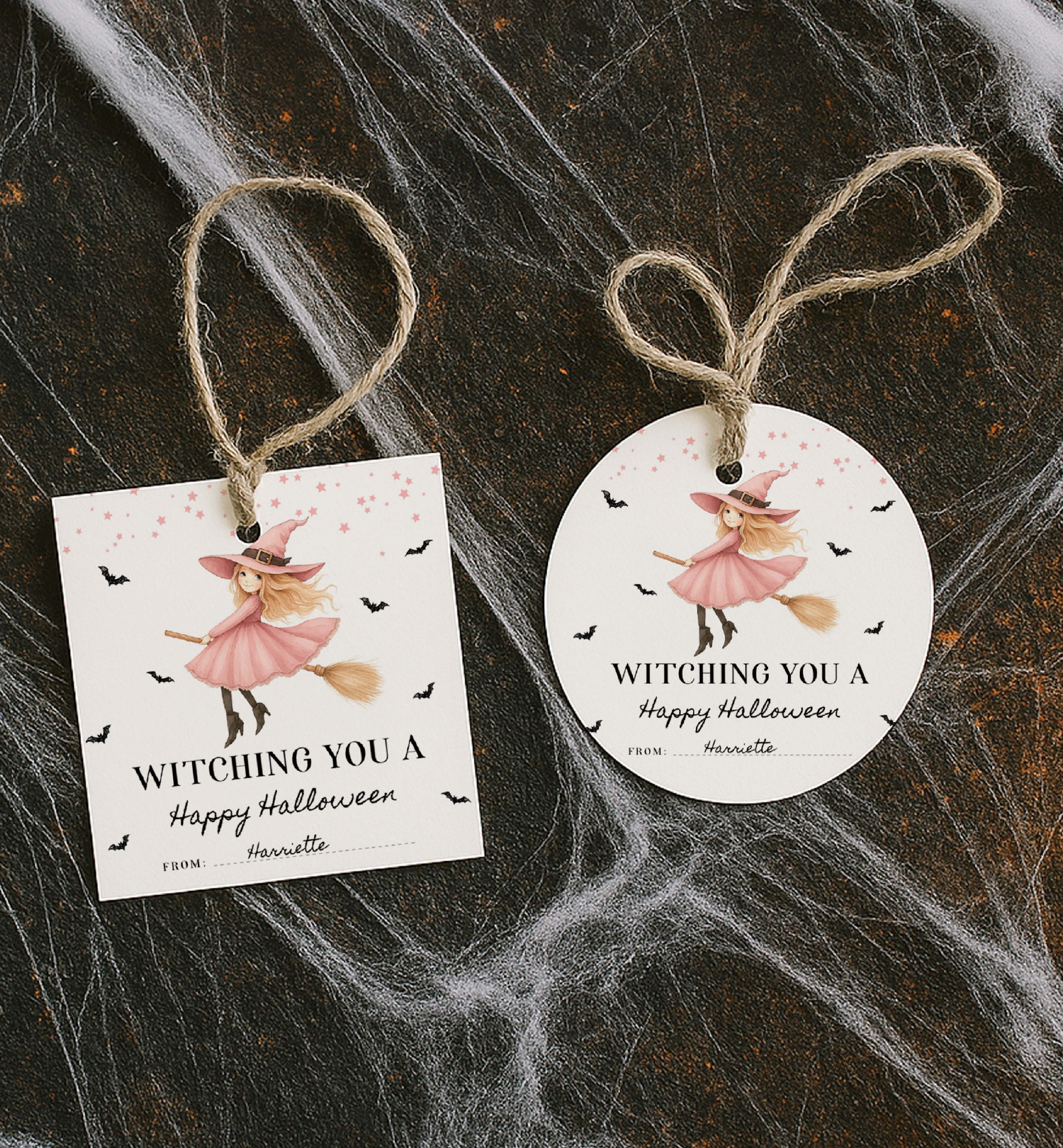HAL-PNK-6-B3668 - HALLOWEEN - PINK - WITCHING TAG design preview
