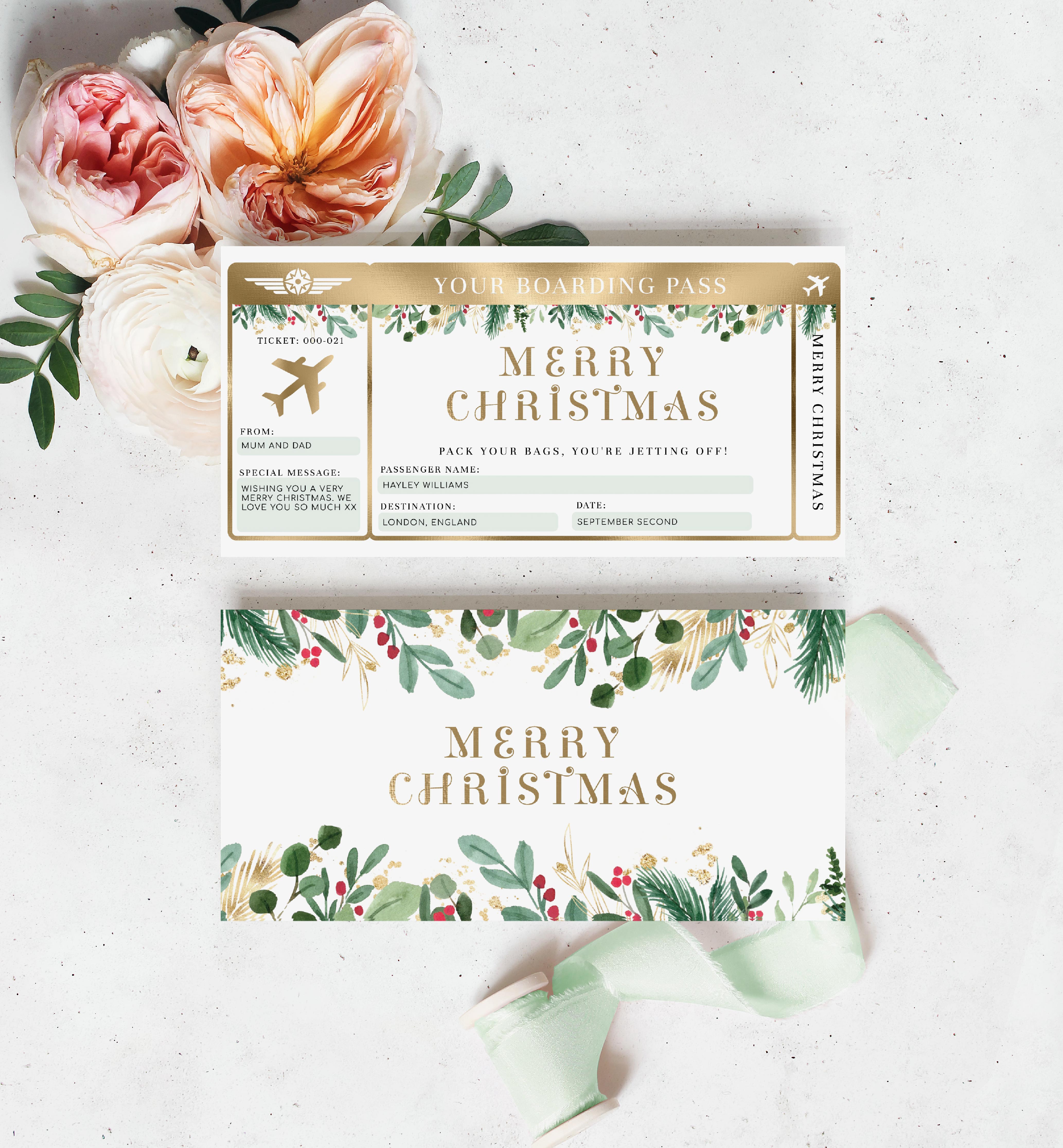 MER-WHT-1-B1618 - MERRIMENT CHRISTMAS - WHITE - CHRISTMAS BOARDING PASS design preview