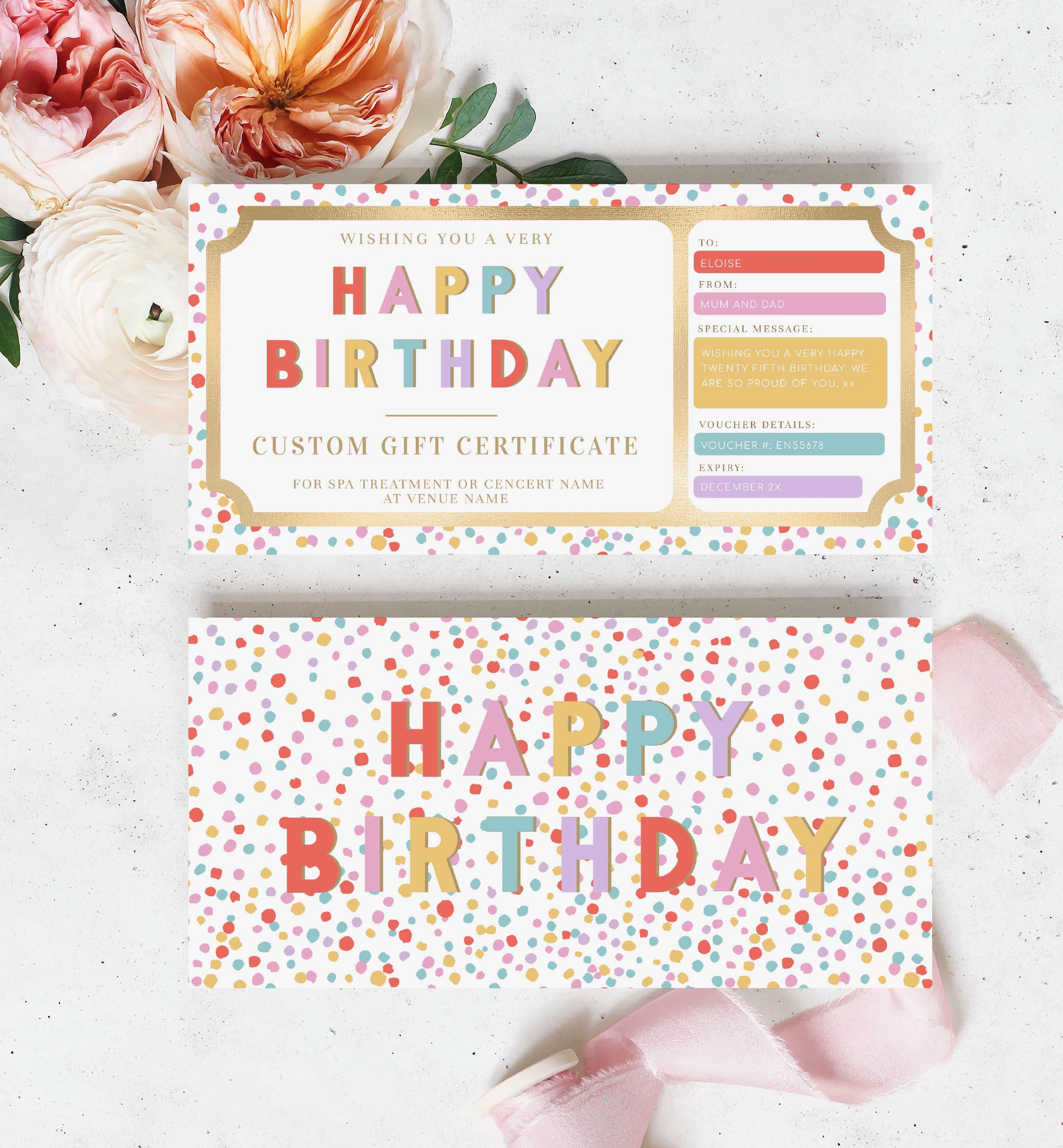 DOT-MLT-14-B3329 - DOT - MULTI - BIRTHDAY GIFT CERTIFICATE design preview