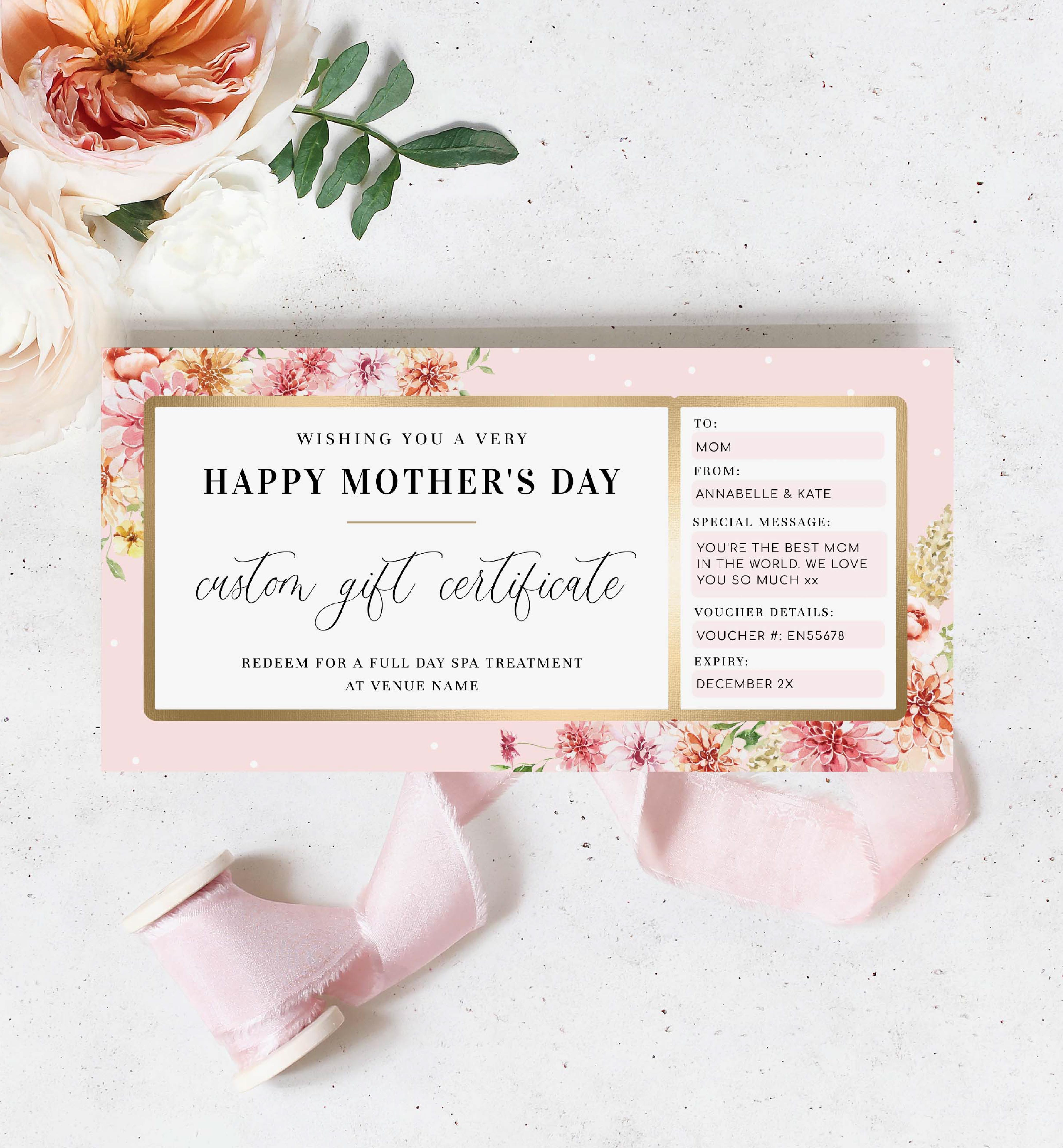QIN-PNK-14-B1827 - QUINN FLORAL - PINK - MOTHER'S DAY GIFT CERTIFICATE design preview