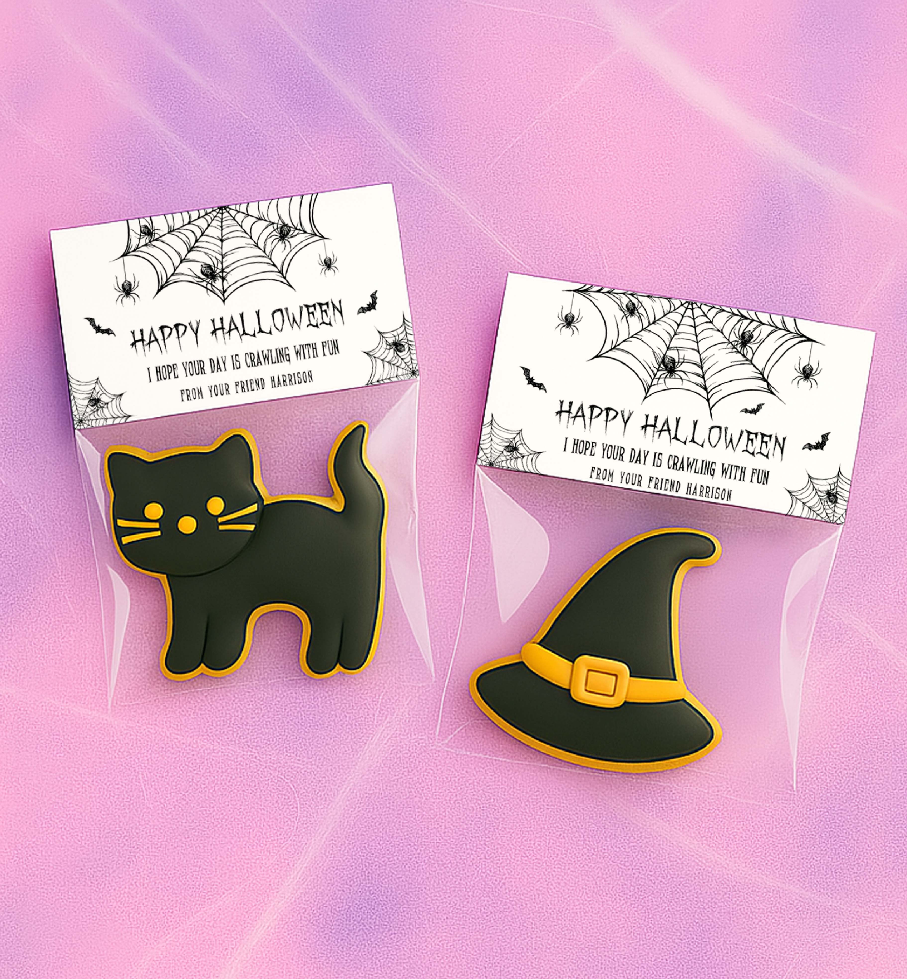 HAL-WHT-6-B3681 - HALLOWEEN - WHITE - SPIDER WEB BAG TOPPER design preview
