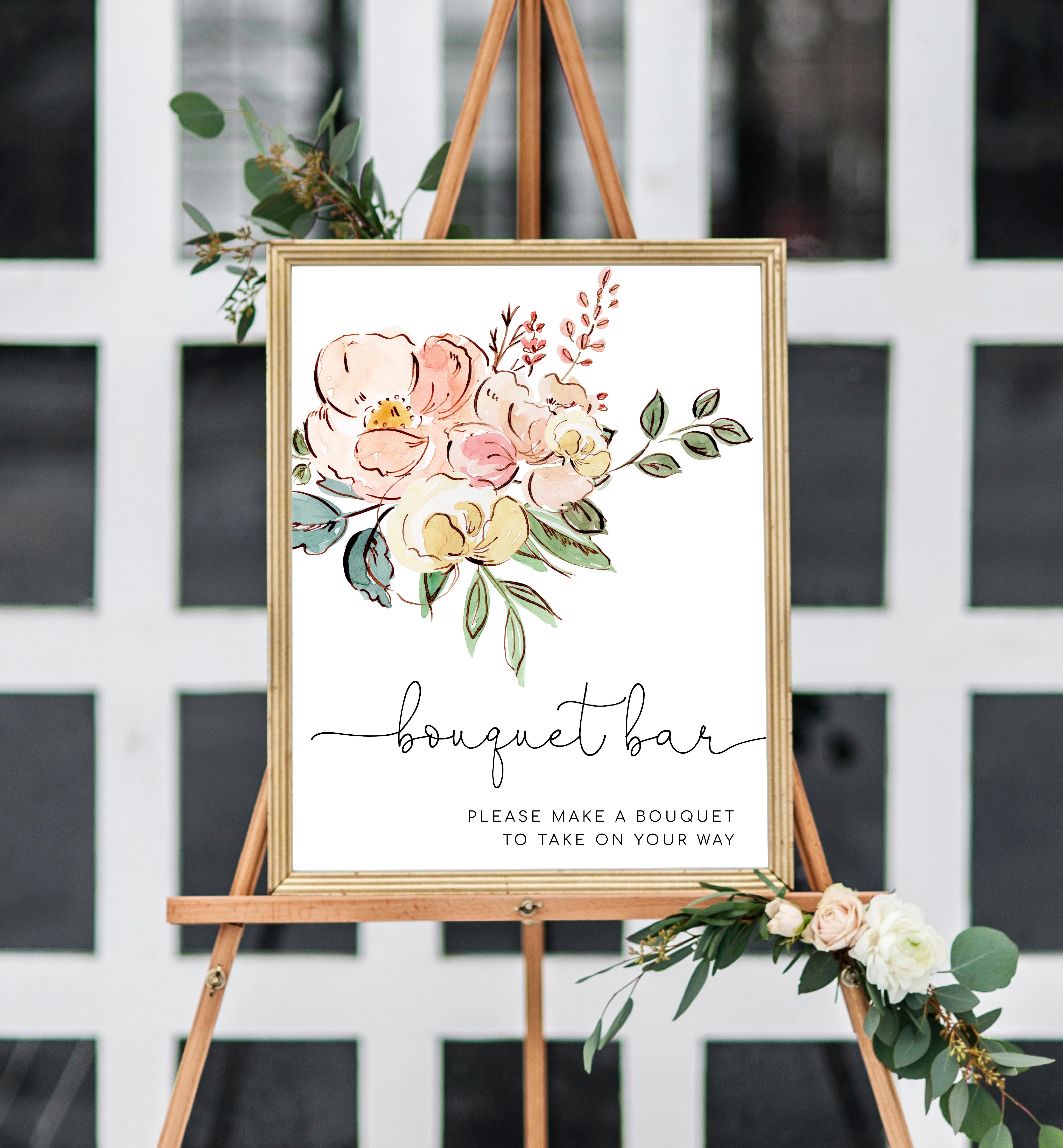 CAM-MLT-7-B1960 - CAMBRIDGE FLORAL - MULTI - BOUQUET BAR SIGN design preview