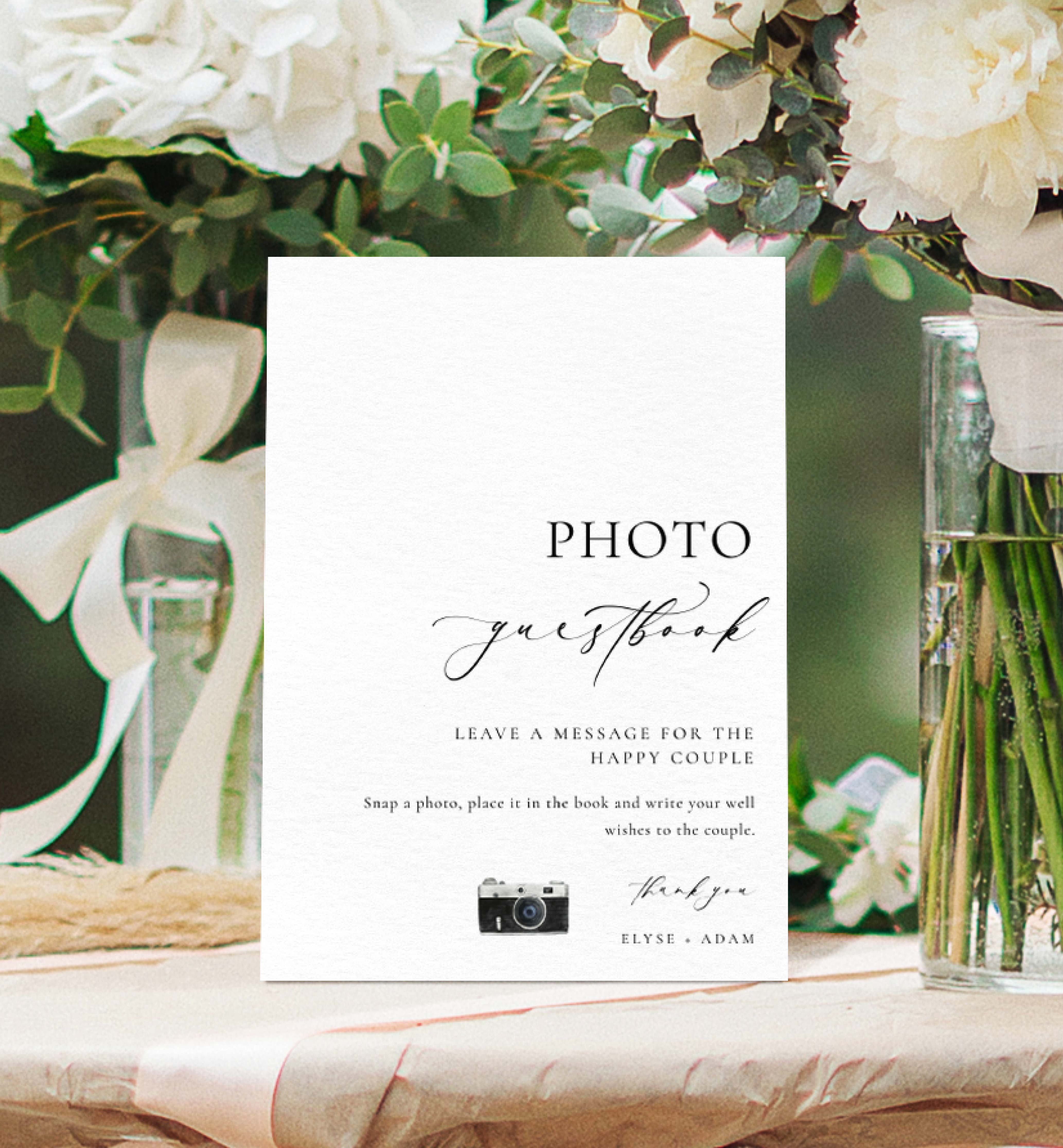 ELE-WHT-7-B2809 - ELLESMERE - WHITE - PHOTO GUESTBOOK SIGN design preview