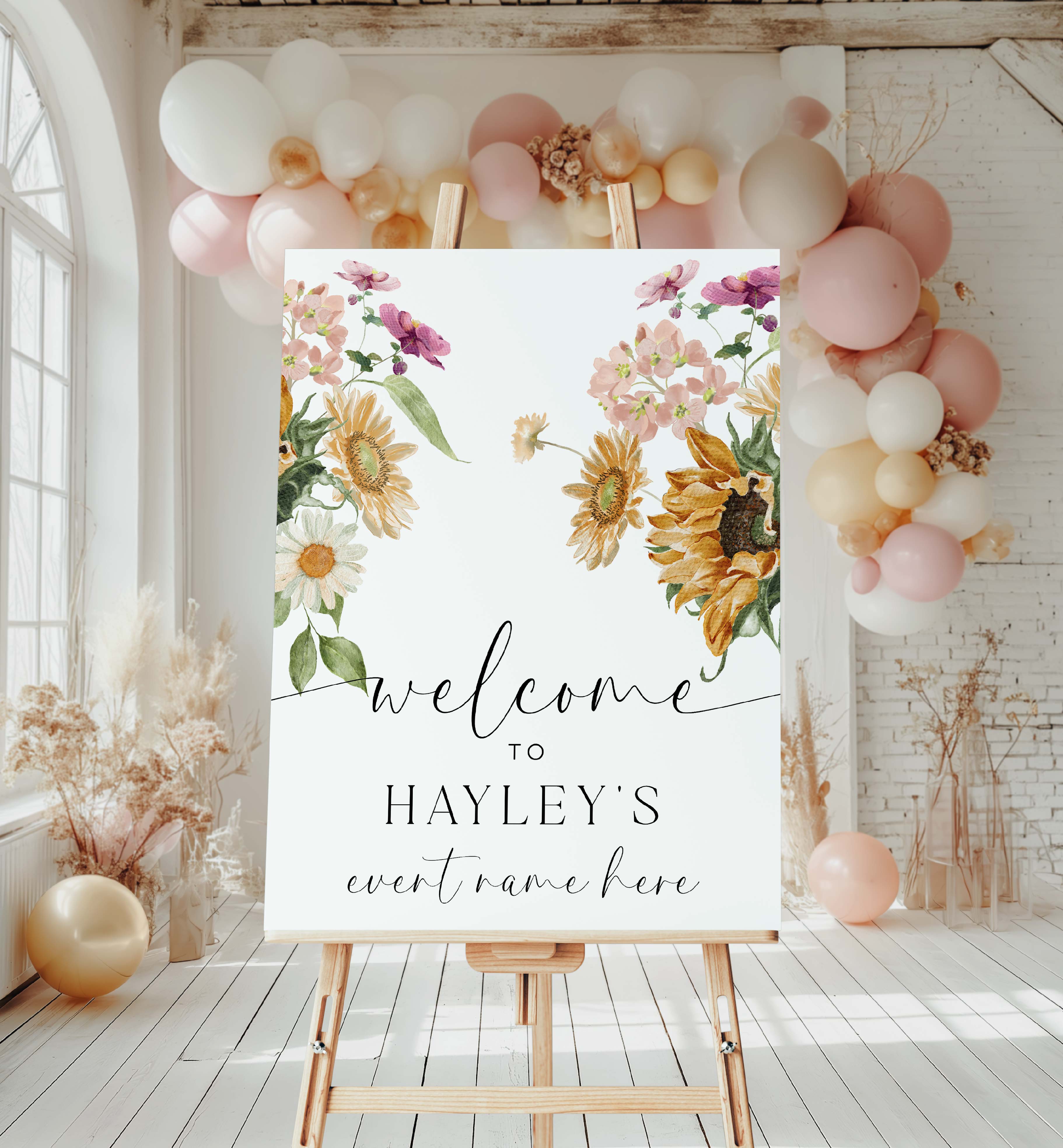 MEW-WHT-3-B2158 - MEWS FLORAL - WHITE - WELCOME SIGN design preview