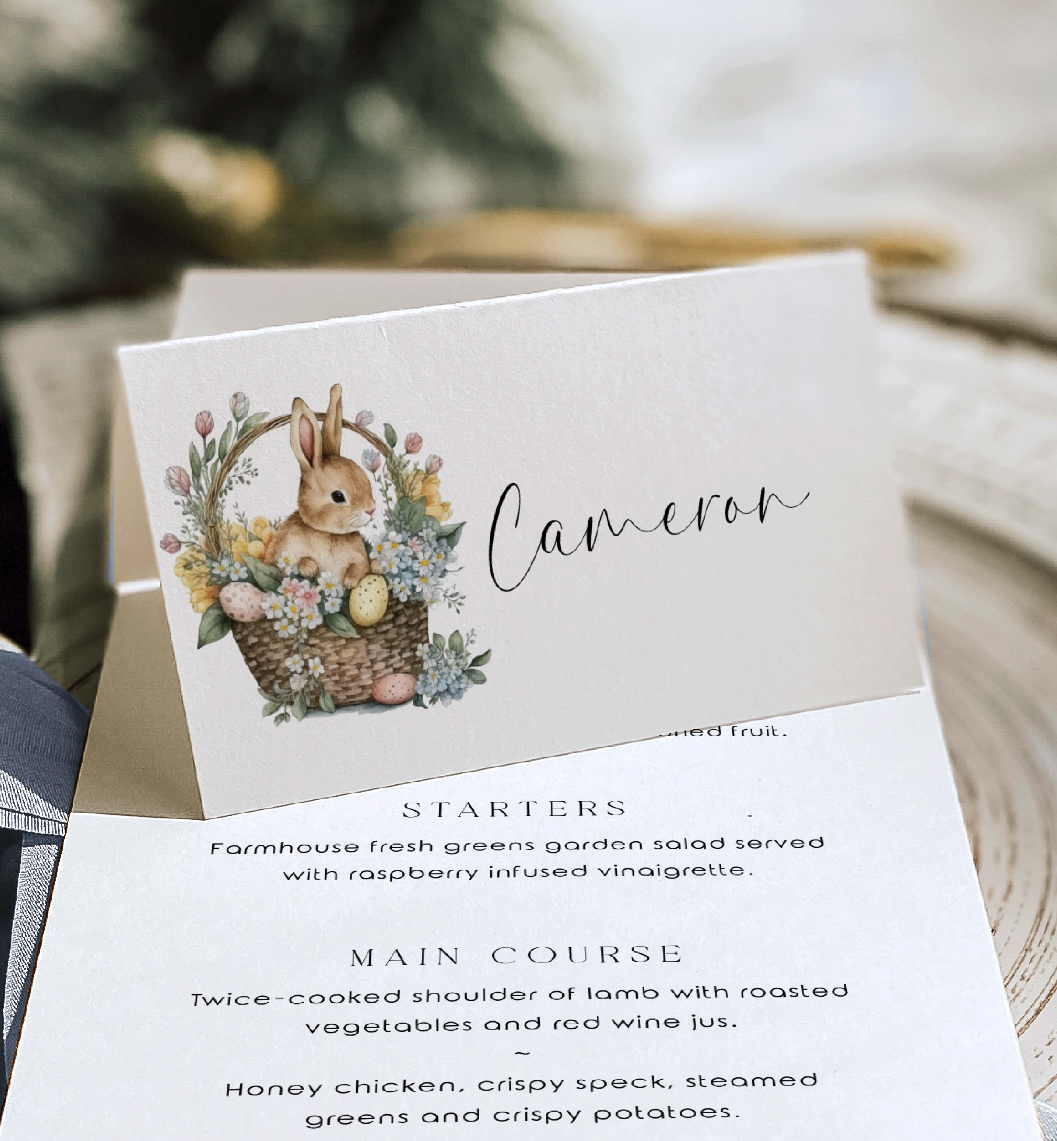 EAS-WHT-5-B3088 - EASTER - WHITE - EASTER BUNNY PLACE CARDS design preview