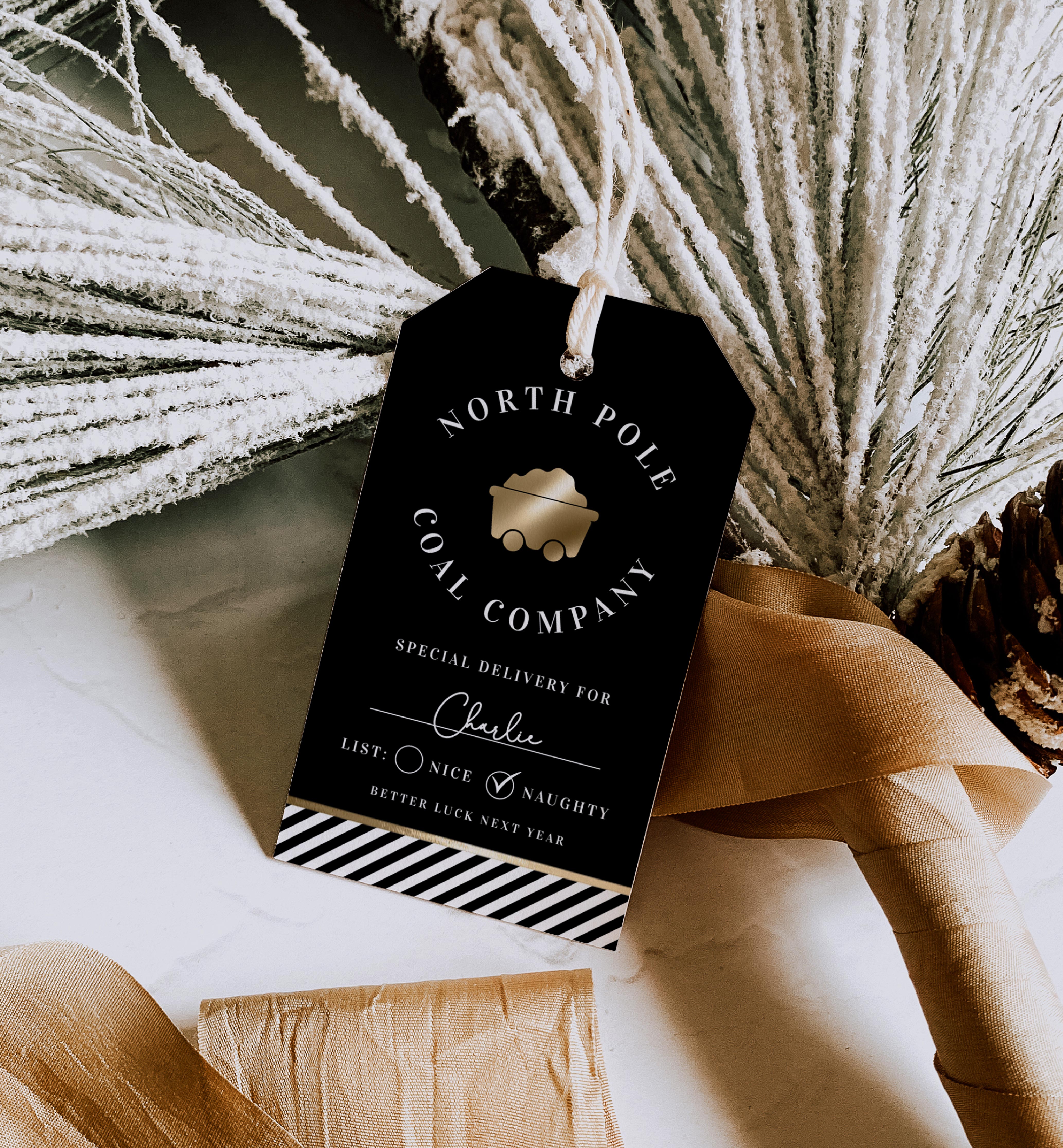 SAW-BKG-6-B2367 - SANTA'S WORKSHOP - BLACK GOLD - NORTH POLE COAL COMPANY TAG design preview