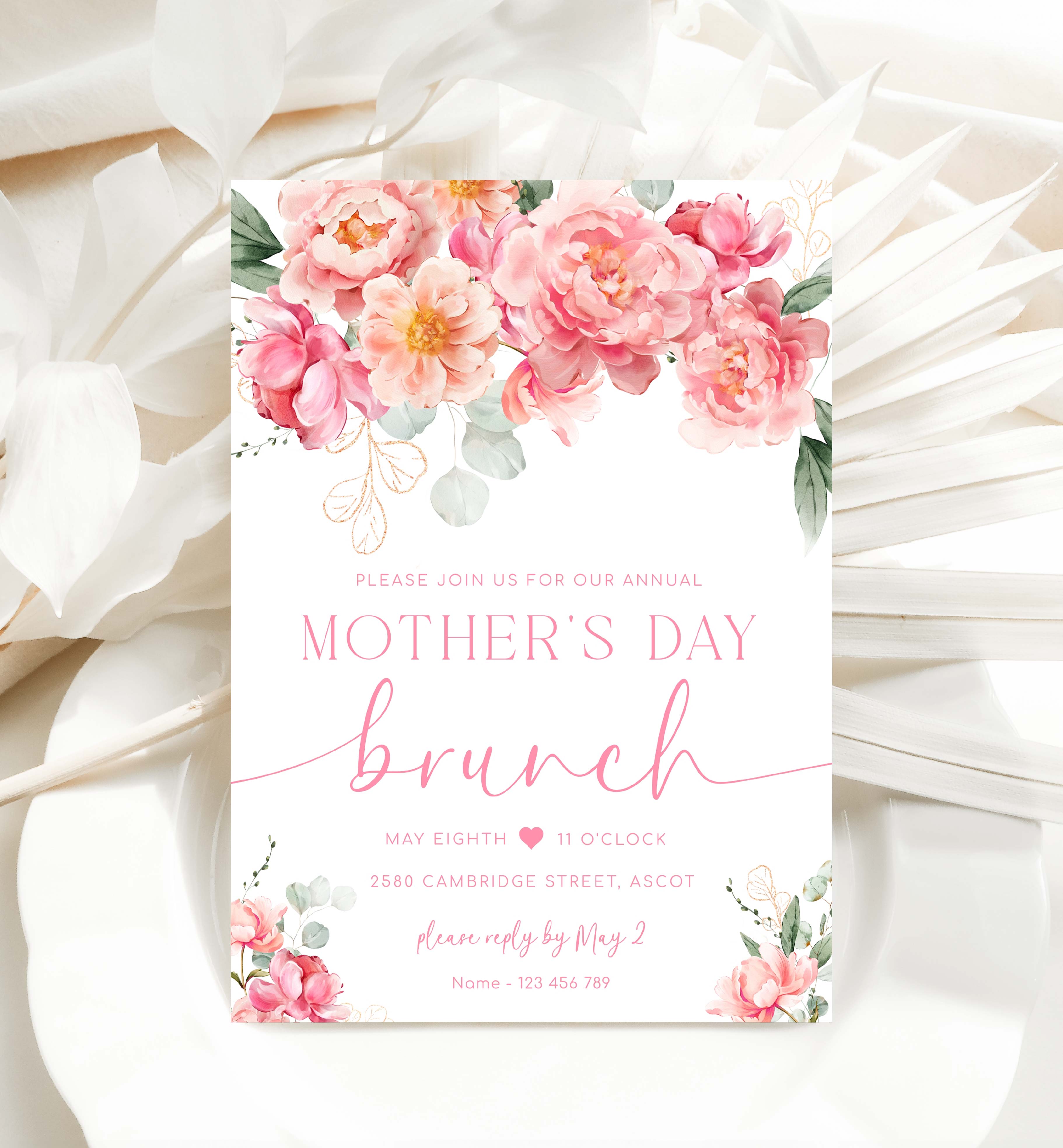 PIP-WHT-1-B3153 - PIPER - WHITE - MOTHER'S DAY BRUNCH INVITATION design preview