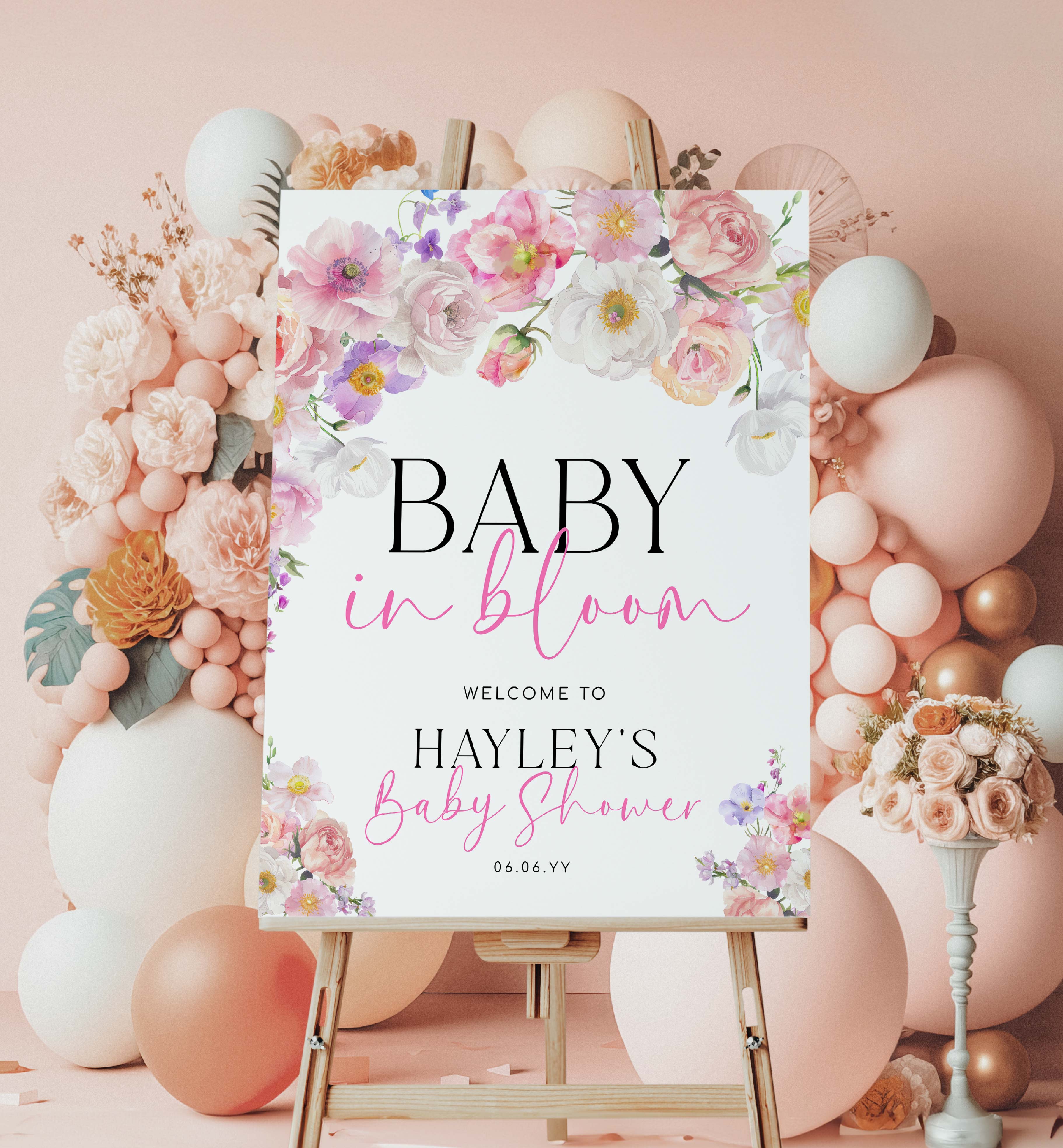 ELO-WHT-3-B3542 - ELOISE - WHITE - BABY IN BLOOM WELCOME SIGN design preview