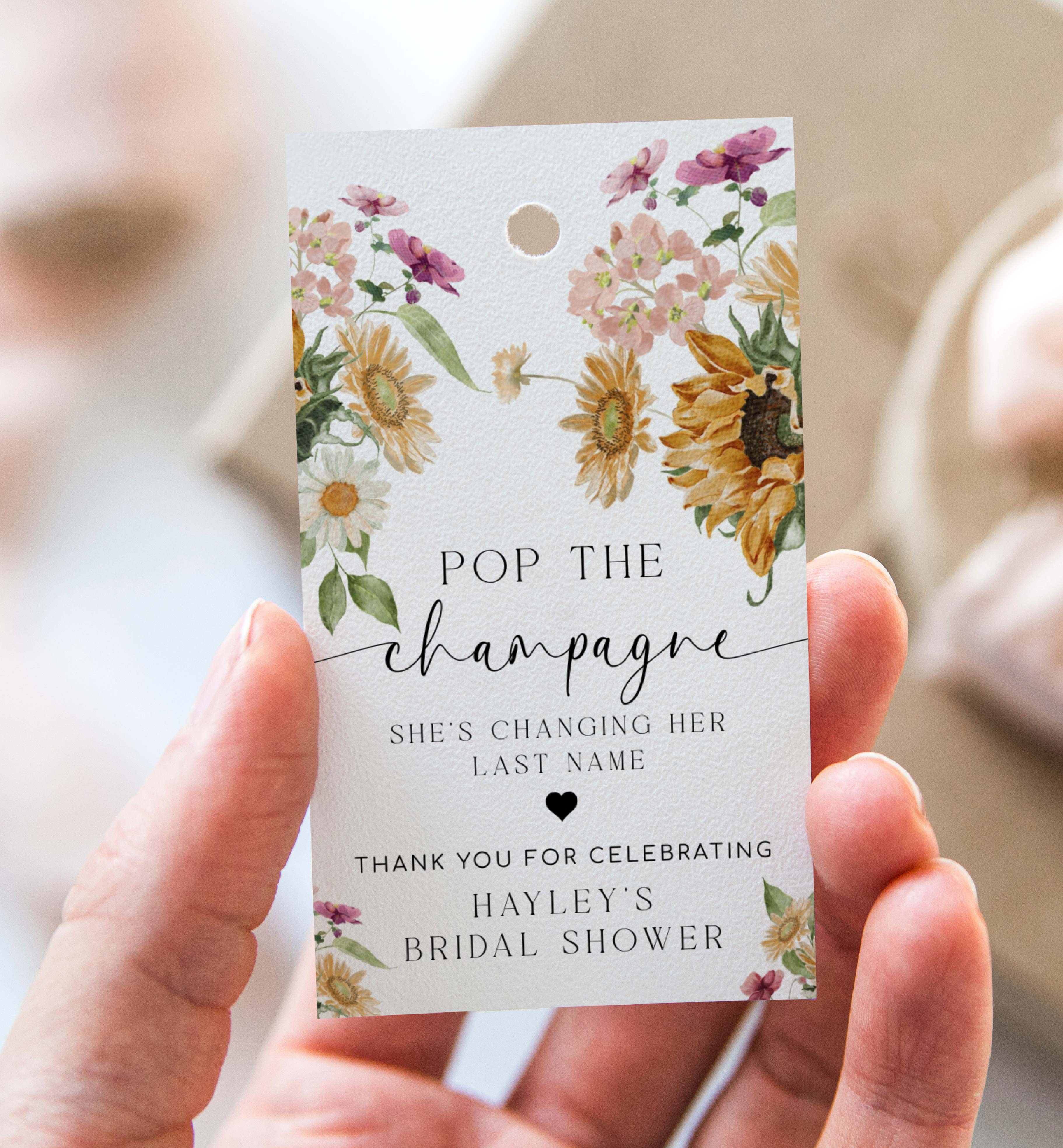 MEW-WHT-6-B3358 - MEWS FLORAL - WHITE - POP THE CHAMPAGNE TAG design preview
