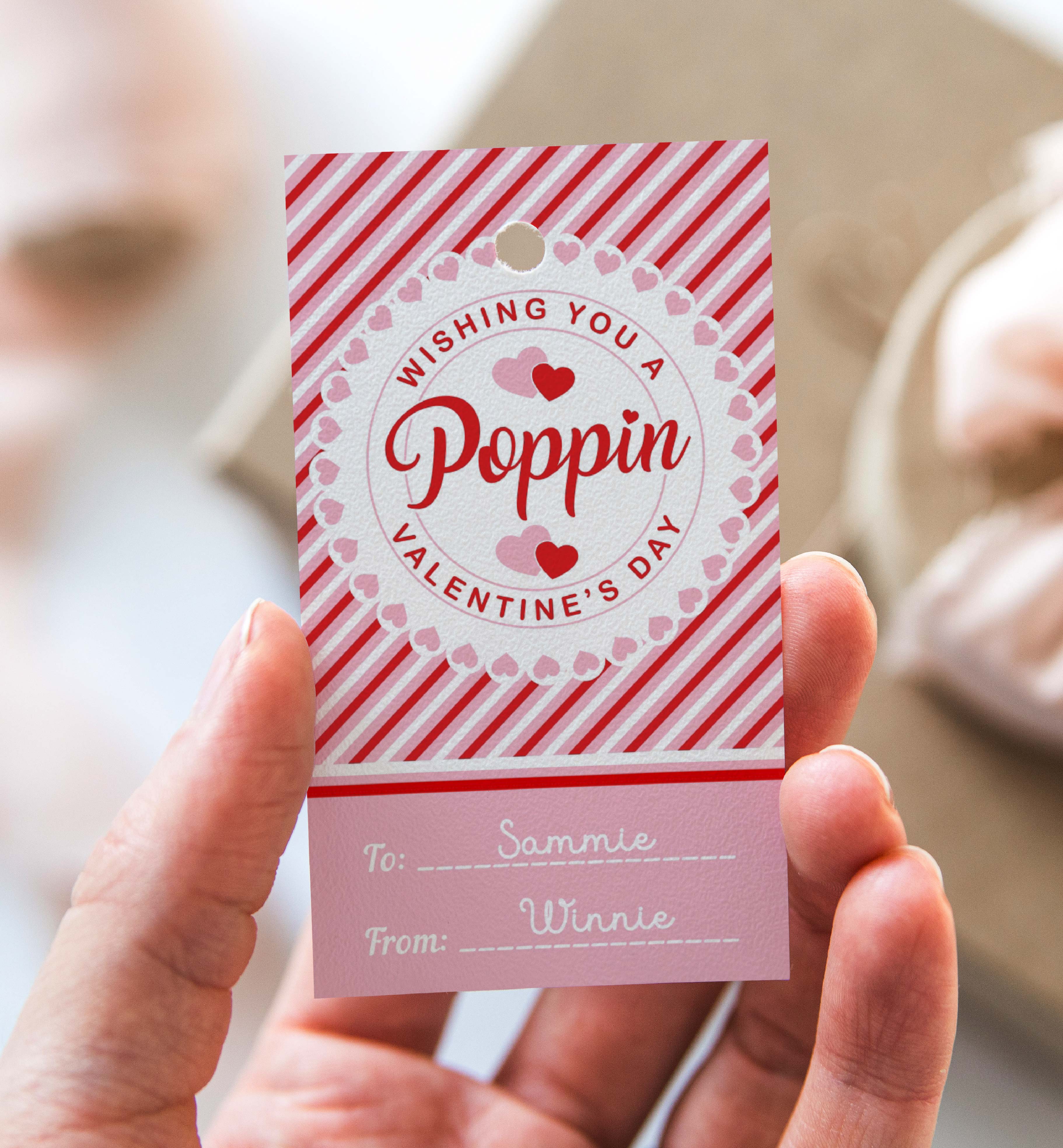 VAL-RPK-6-B3437 - VALENTINE - RED PINK - POPPIN VALENTINE'S DAY TAG design preview