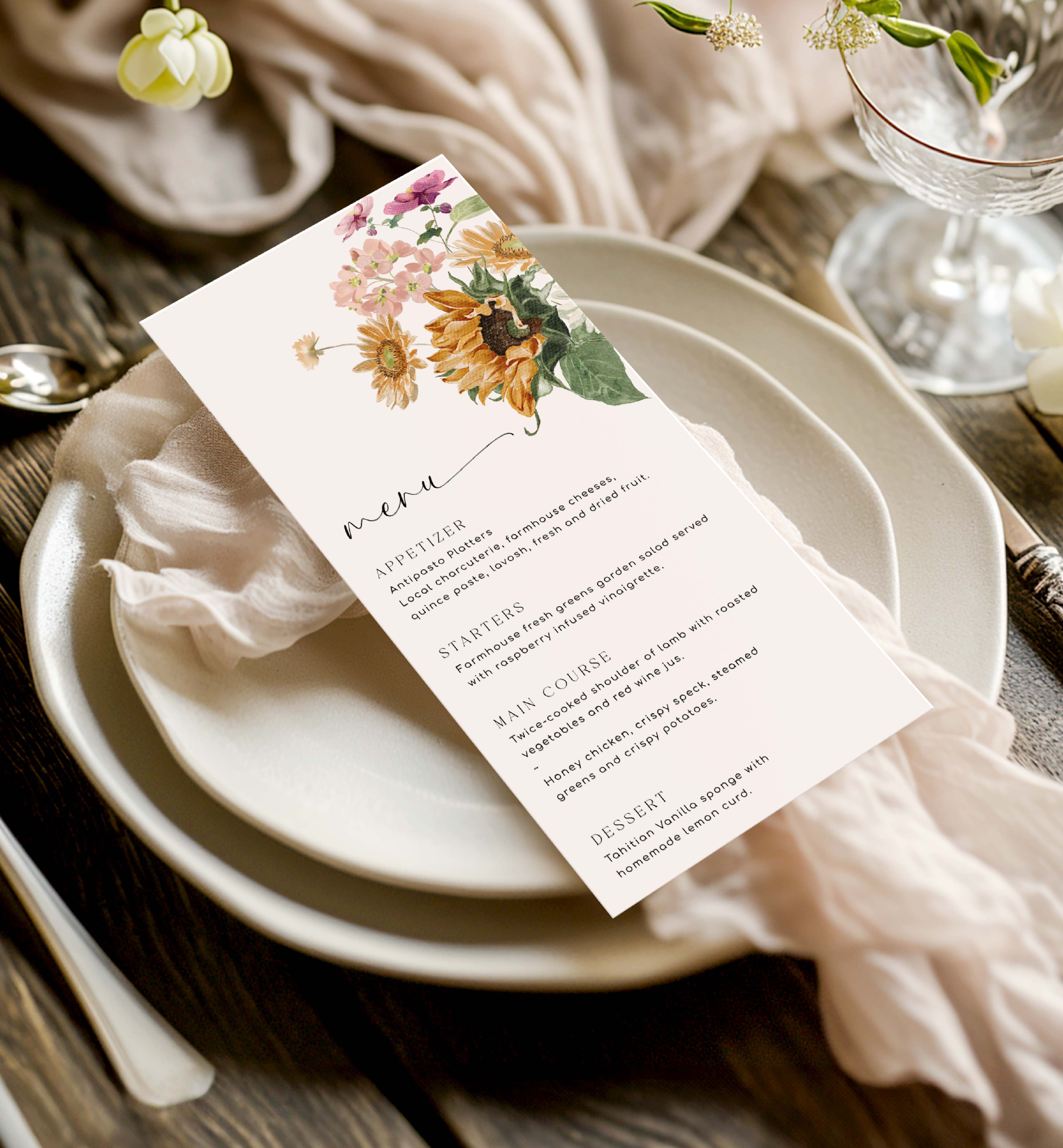 MEW-WHT-12-B3339 - MEWS FLORAL - WHITE - MENU design preview
