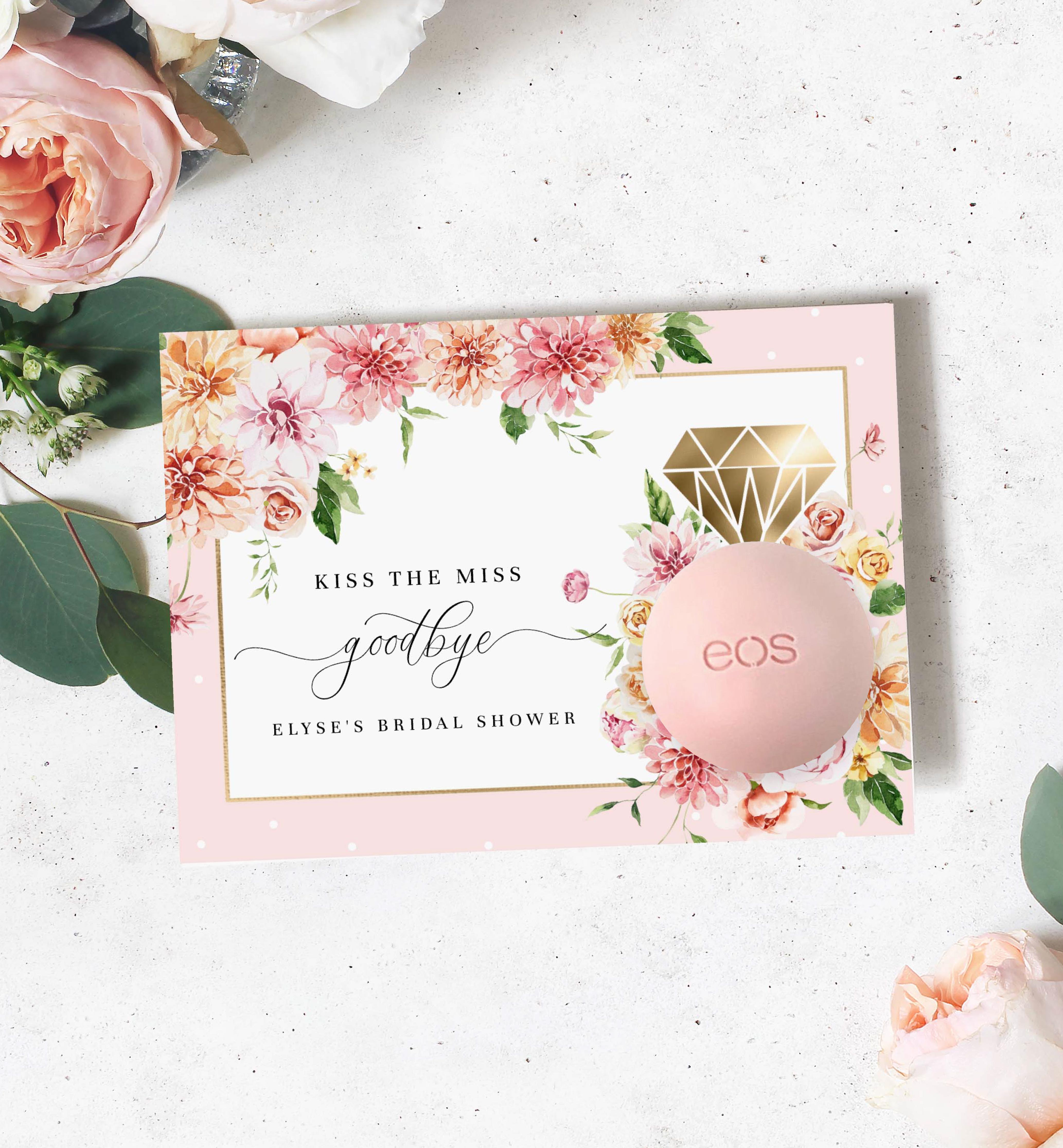QIN-PNK-6-B1730 - QUINN FLORAL - PINK - KISS THE MISS LIP BALM FAVOUR TAG design preview