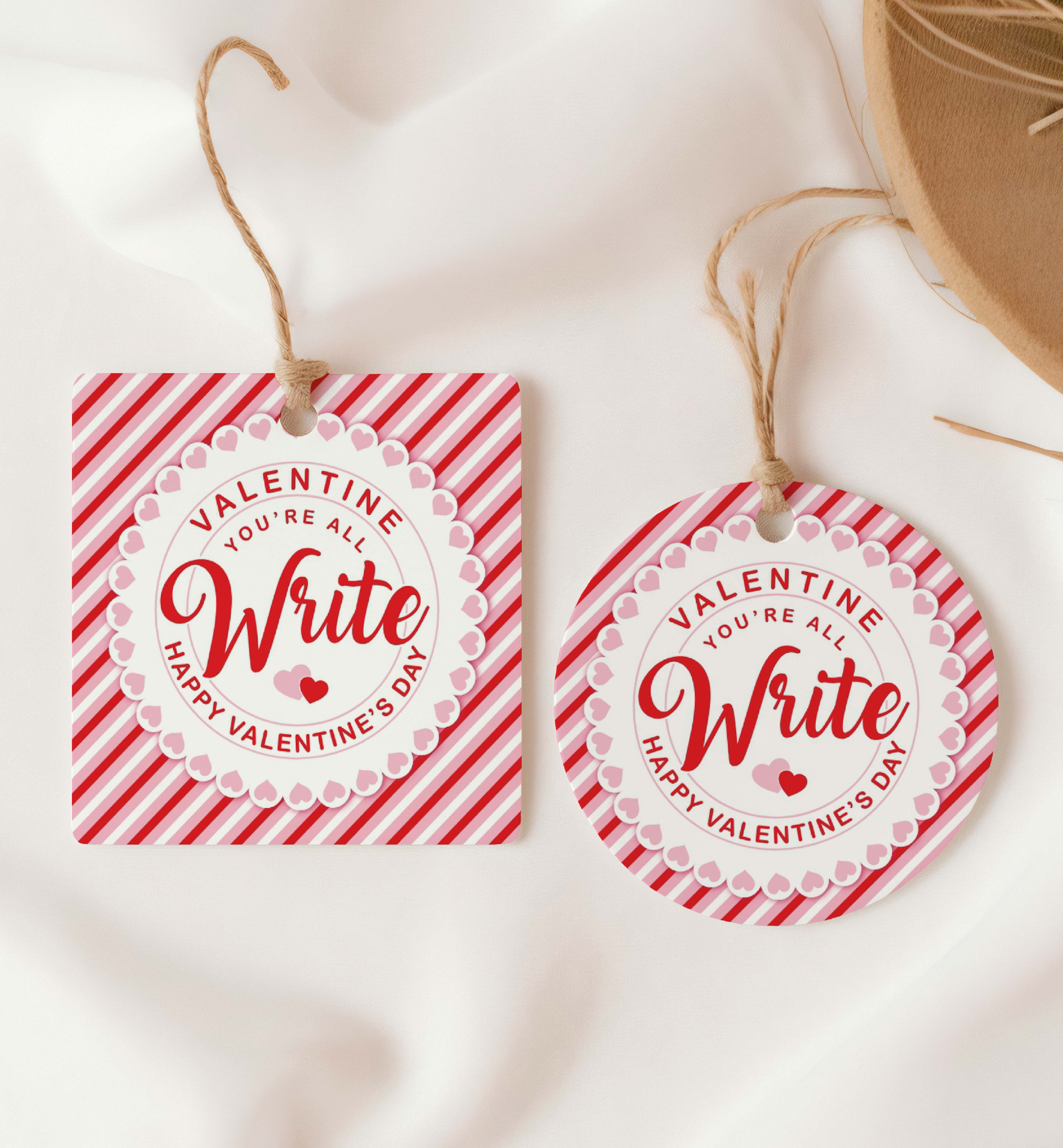 VAL-RPK-6-B3448 - VALENTINE - RED PINK - YOU'RE ALL WRITE TAG design preview