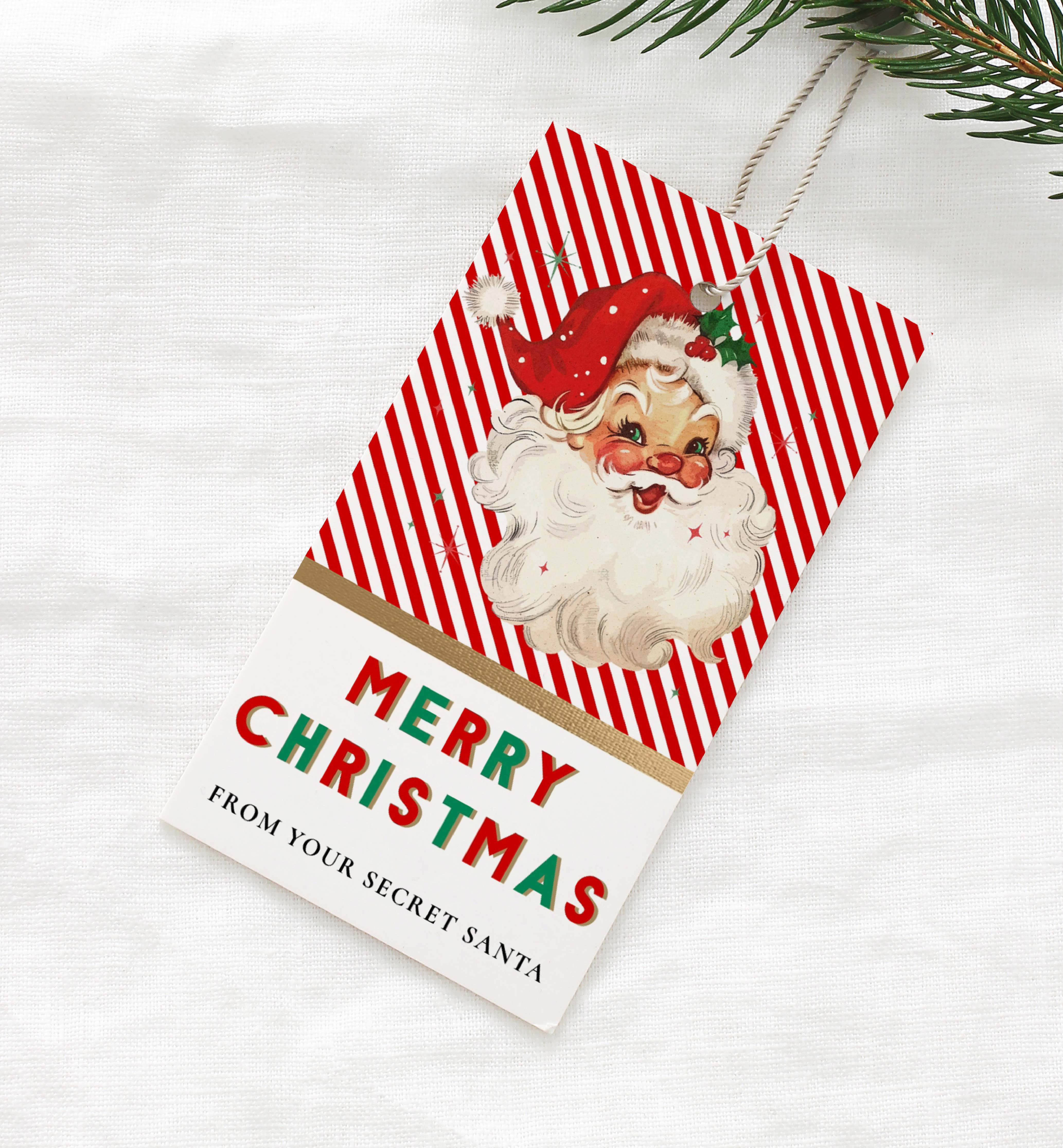 STR-RED-6-B2815 - STRIPE - RED - SECRET SANTA TAG design preview