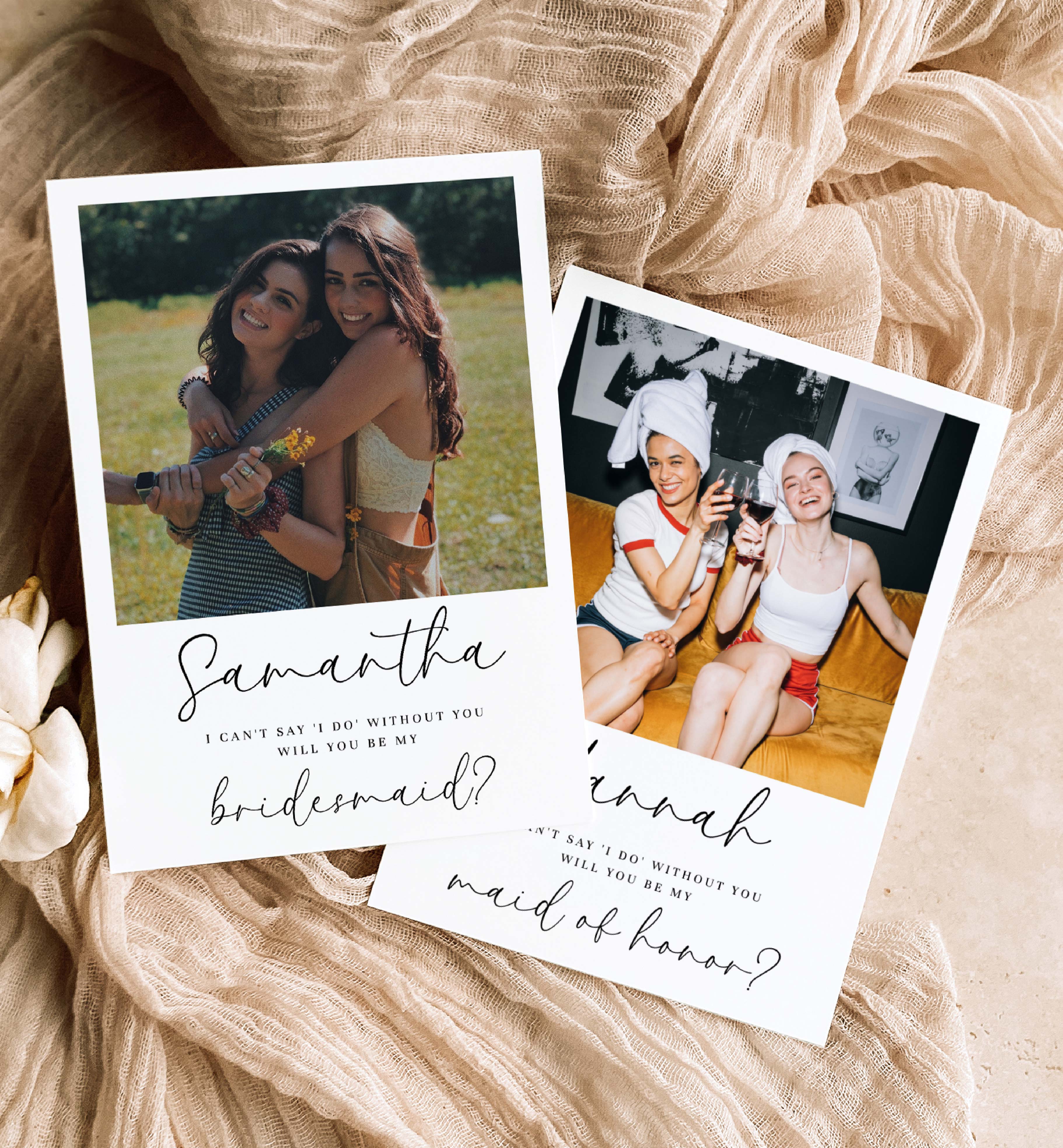 QST-WHT-8-B2298 - QUEST SCRIPT - WHITE - BRIDESMAID PROPOSAL CARD design preview