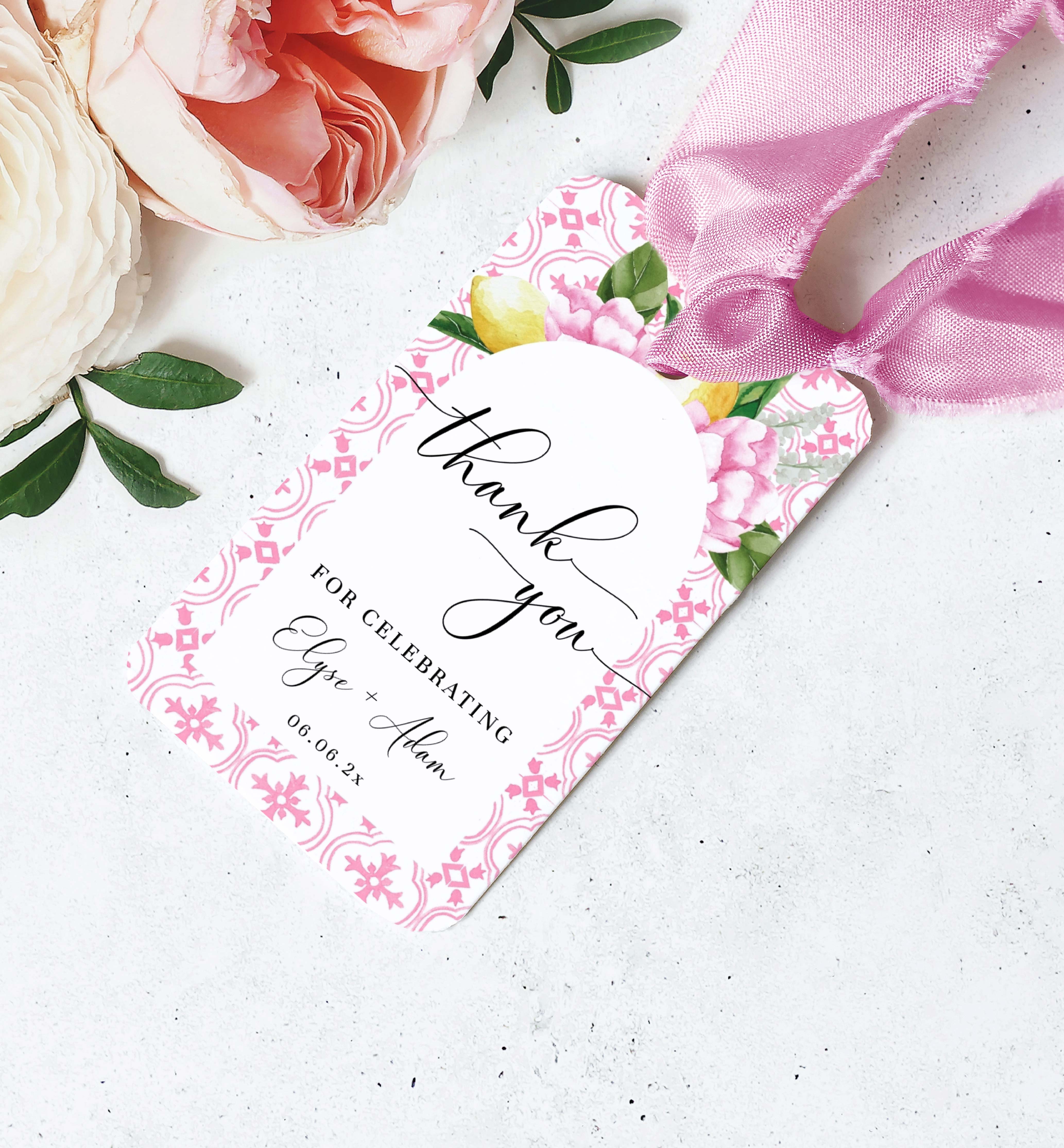 MED-PNK-6-B2312 - THE MED - PINK LEMONS - THANK YOU FAVOURS TAGS - ARCH design preview