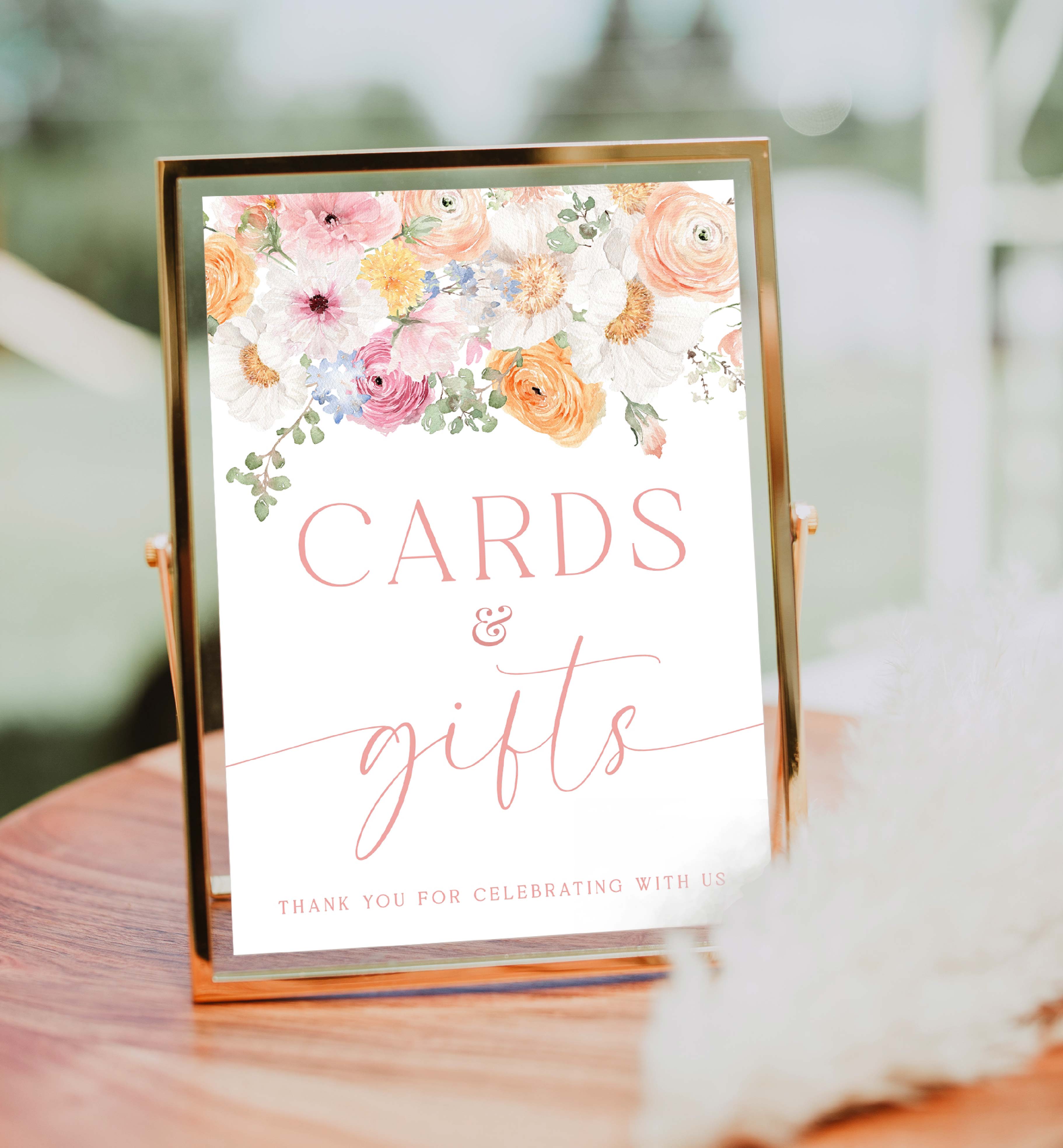 MIL-WHT-7-B3114 - MILLIE FLORAL - WHITE - CARDS AND GIFTS SIGN design preview