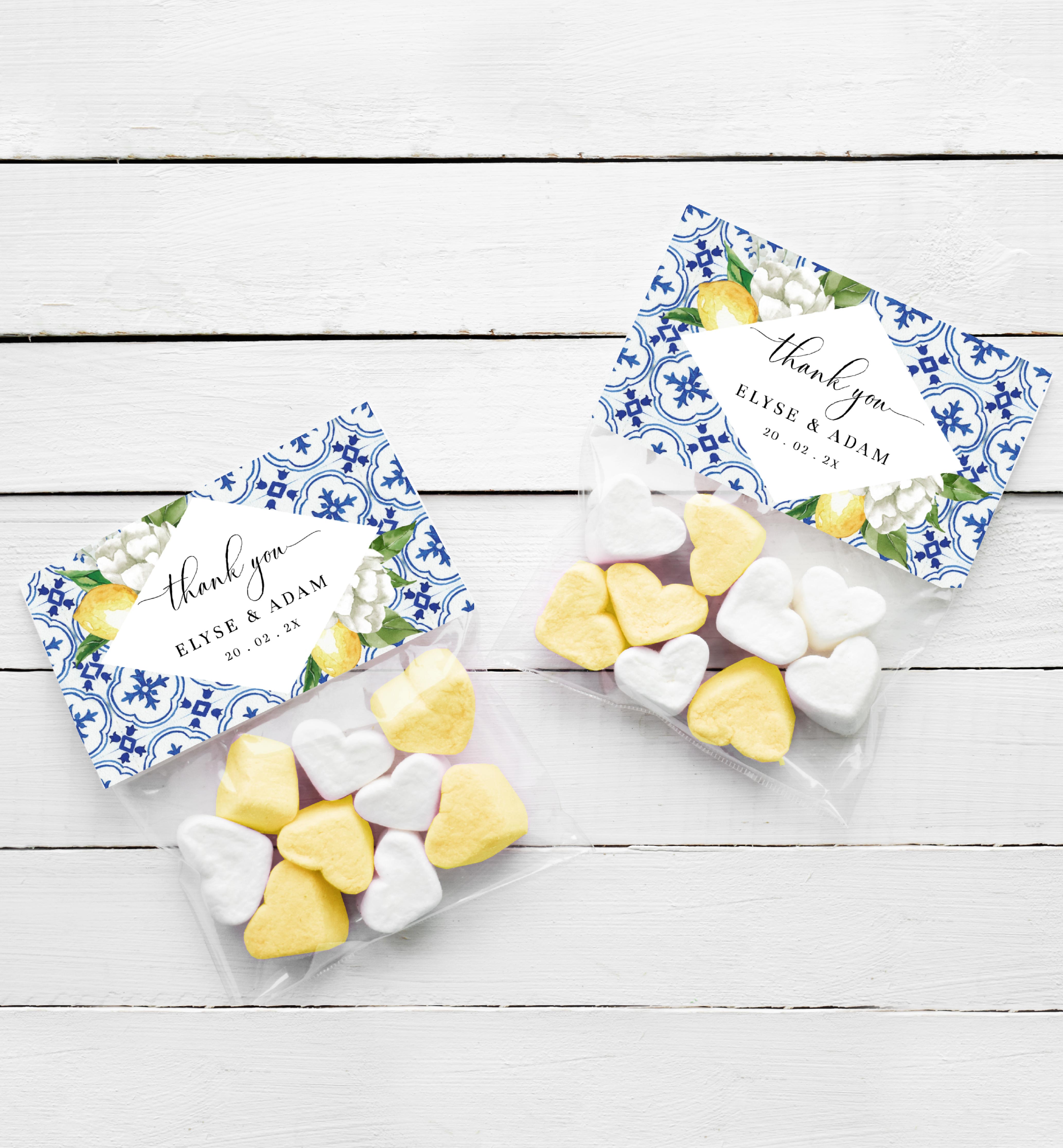 MED-BLU-6-B2265 - THE MED - LEMONS - FAVOUR BAG TOPPER design preview