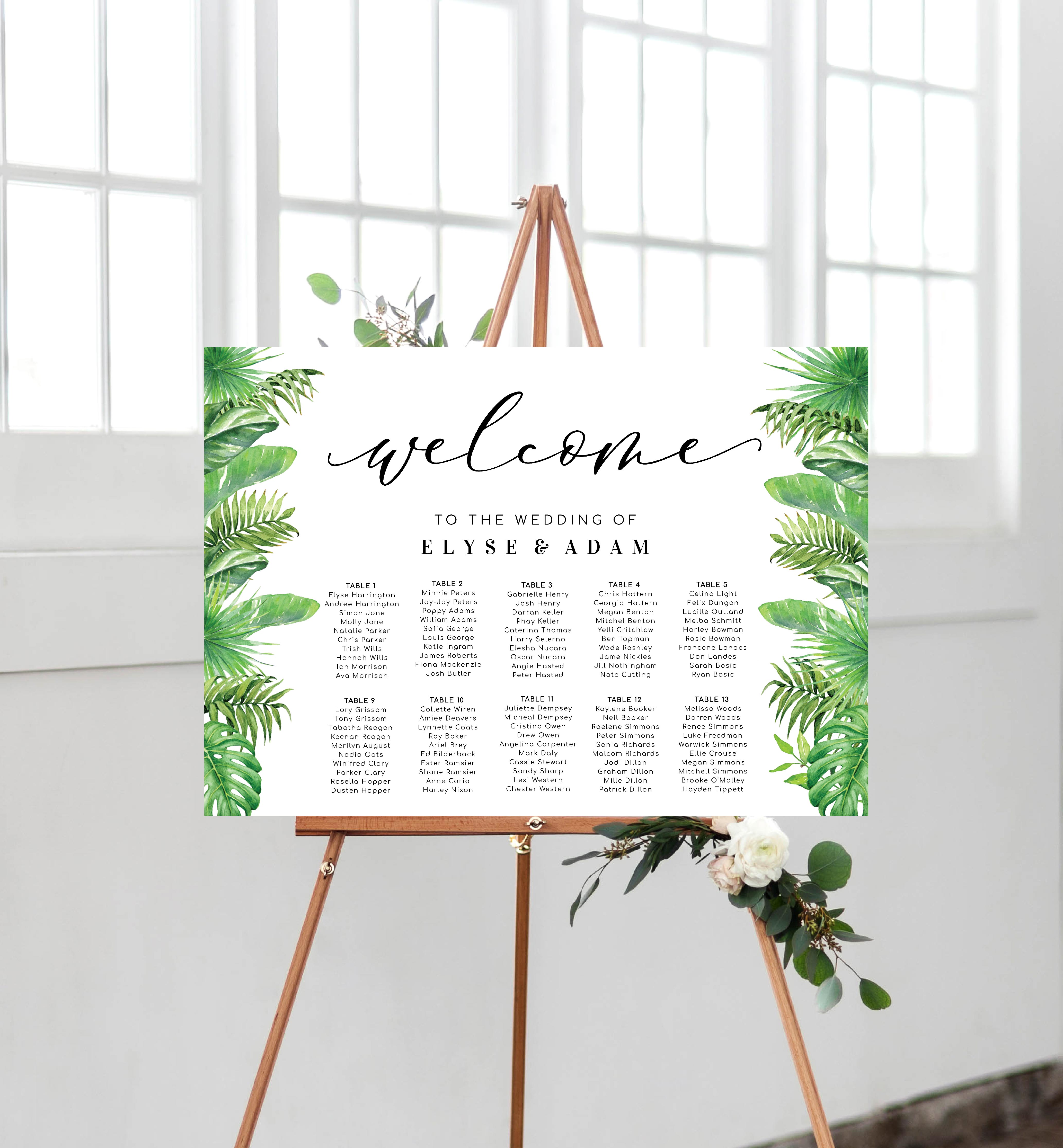 NAN-GRE-4-B936 - NANTUCKET PALM - GREEN - SEATING CHART design preview