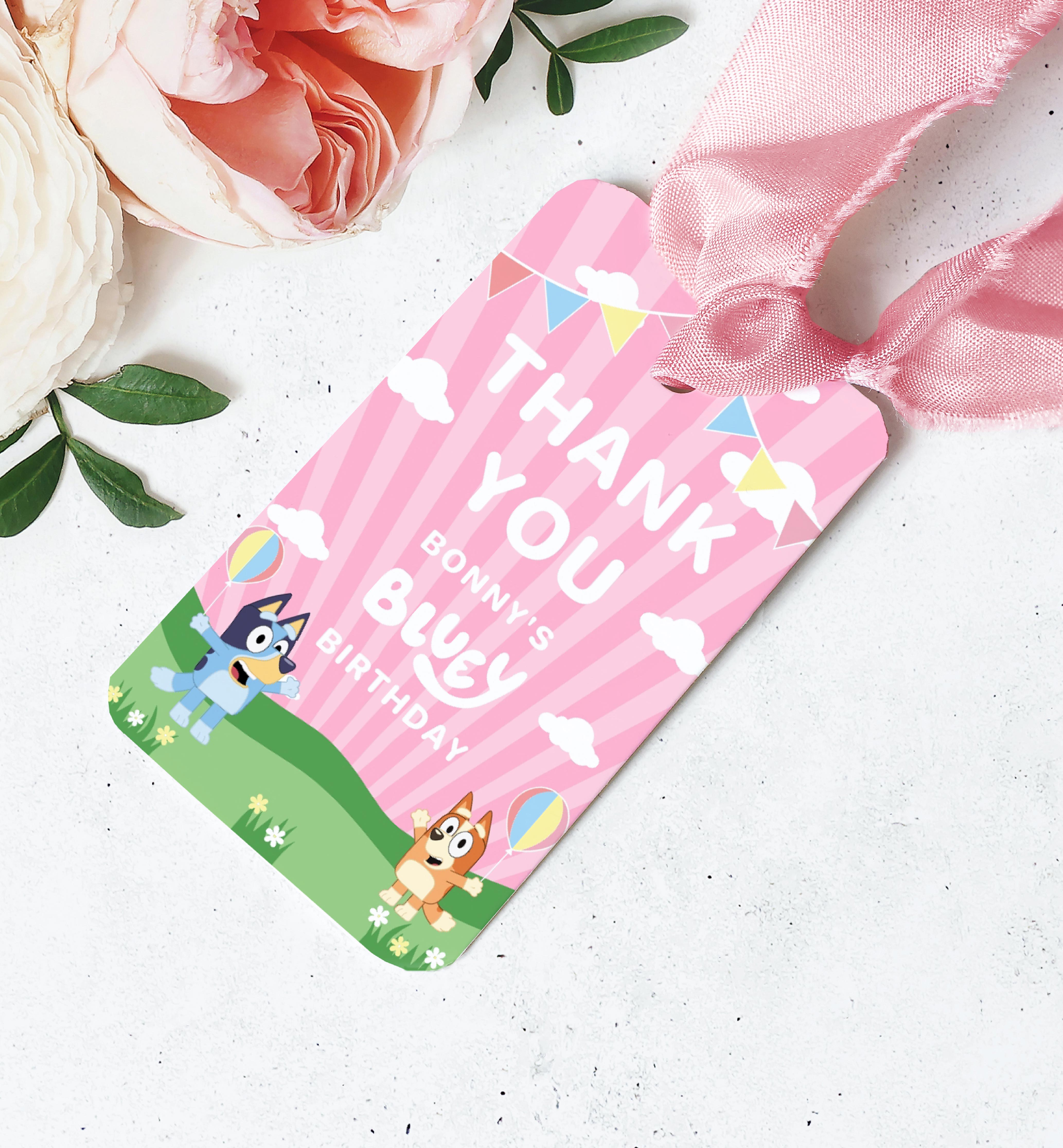 BLU-PNK-6-B1539 - BLUEY - PINK - FAVOUR TAGS design preview