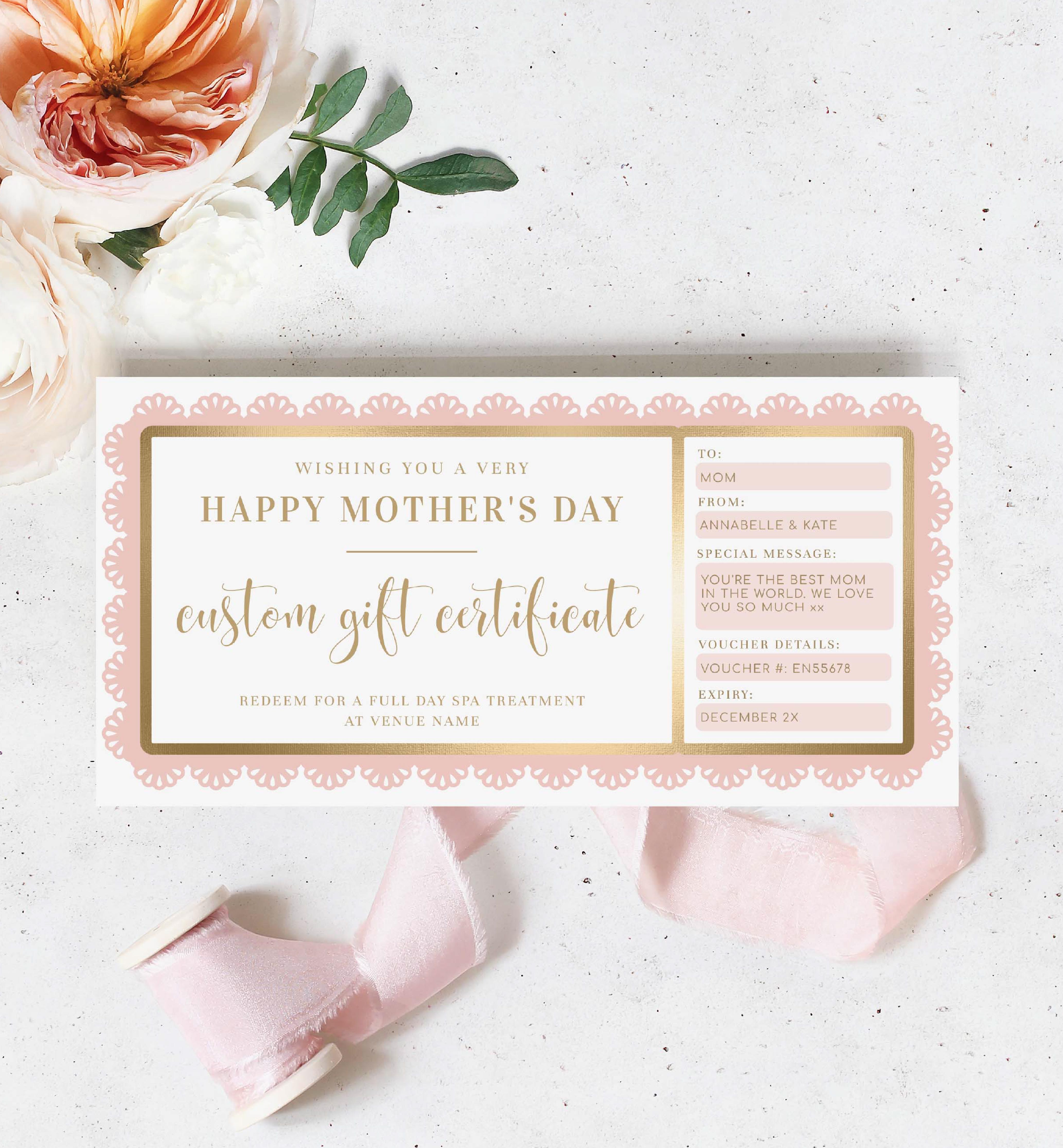 FSC-PNK-14-B1822 - FANCY SCALLOP - PINK GOLD - MOTHER'S DAY GIFT CERTIFICATE design preview