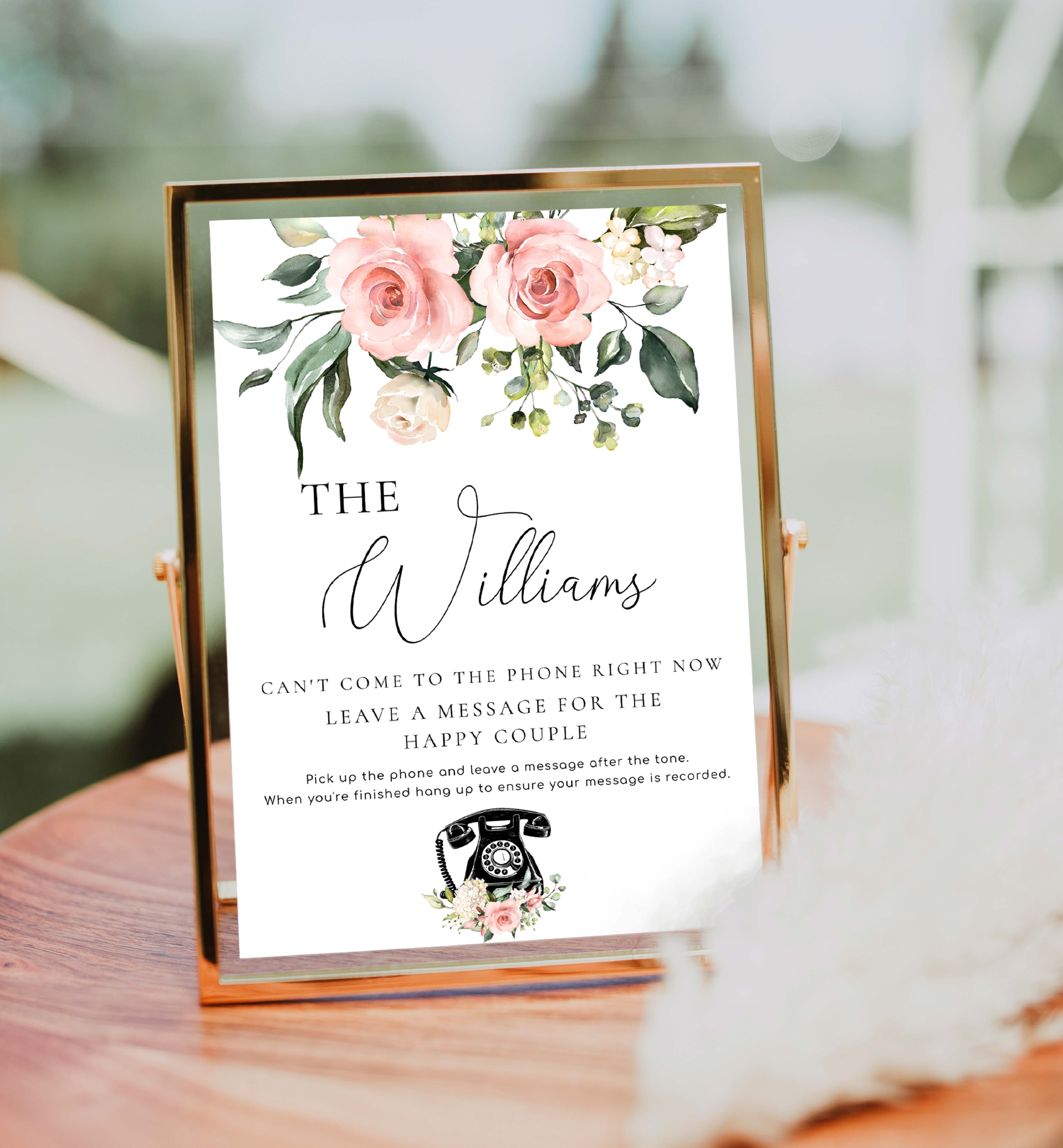 DAR-PNK-7-B2940 - DARCY FLORAL - PINK - AUDIO GUEST BOOK SIGN design preview