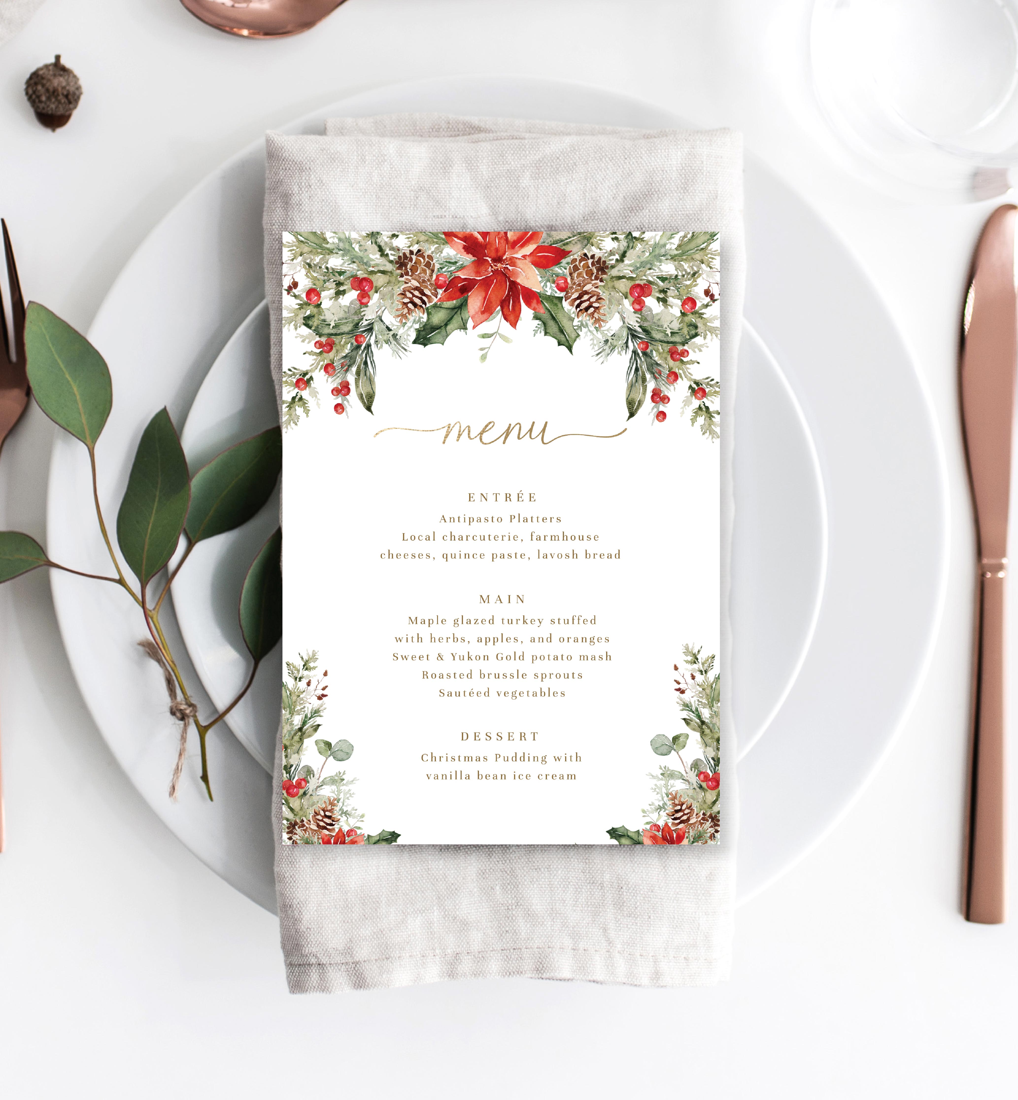 NUT-WHT-12-B1718 - NUTMEG NOEL - WHITE - CHRISTMAS MENU design preview