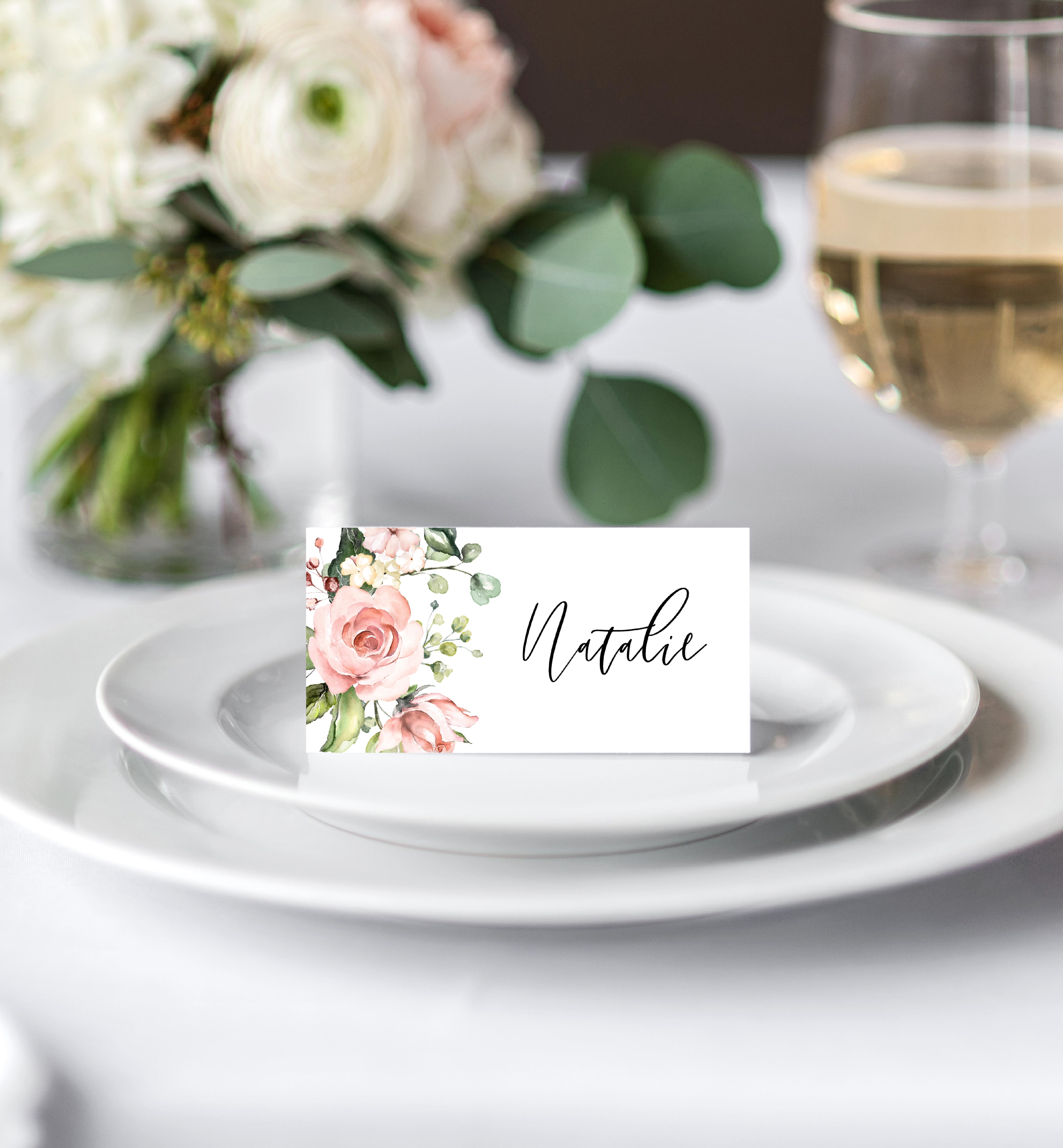 DAR-PNK-5-B175 - DARCY FLORAL - PINK - PLACE CARDS design preview