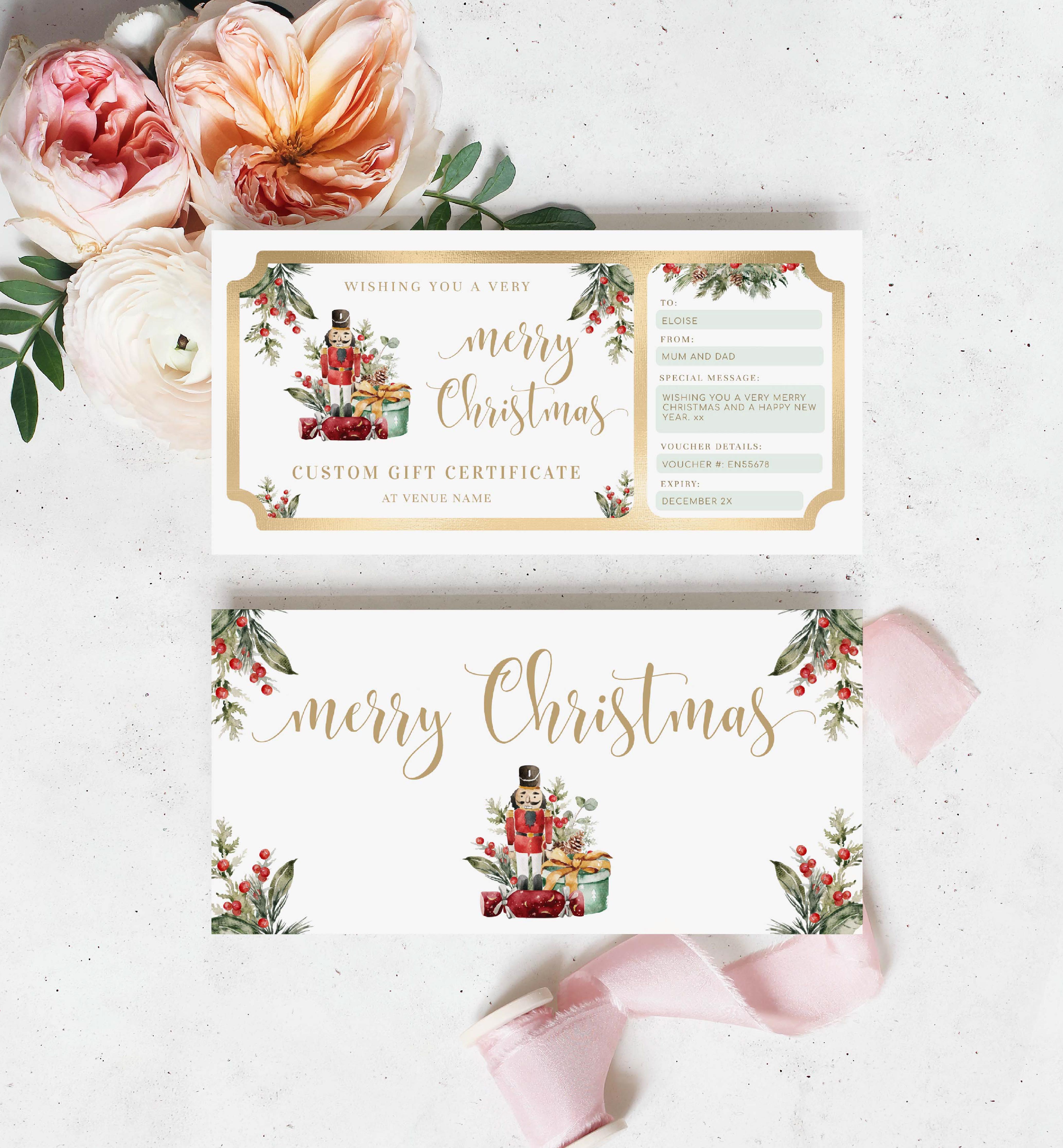 NUT-WHT-14-B1782 - NUTMEG NOEL - WHITE - MERRY CHRISTMAS GIFT CERTIFICATE design preview