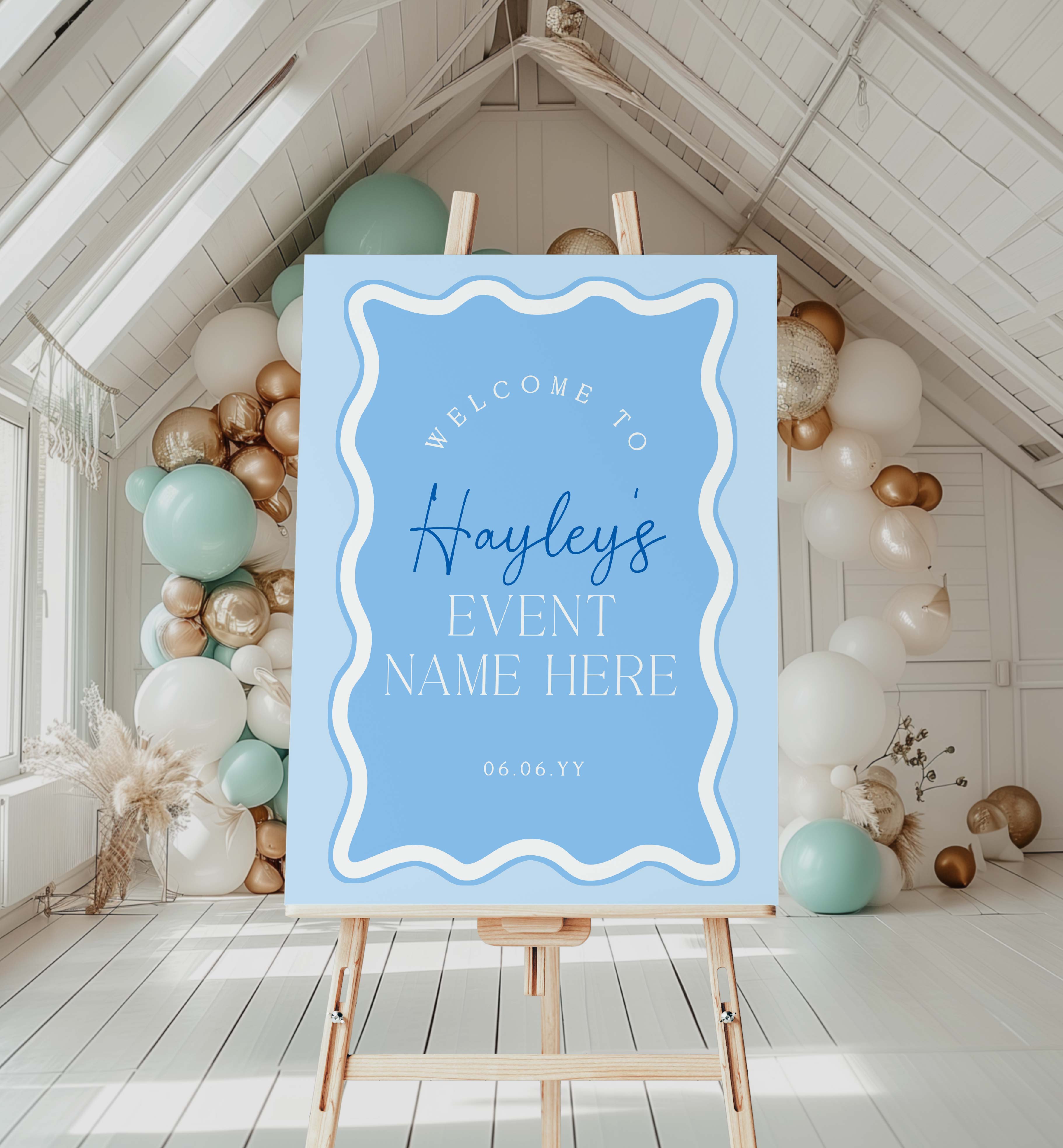 WAV-BLU-3-B3319 - WAVE - BLUE - WELCOME SIGN design preview