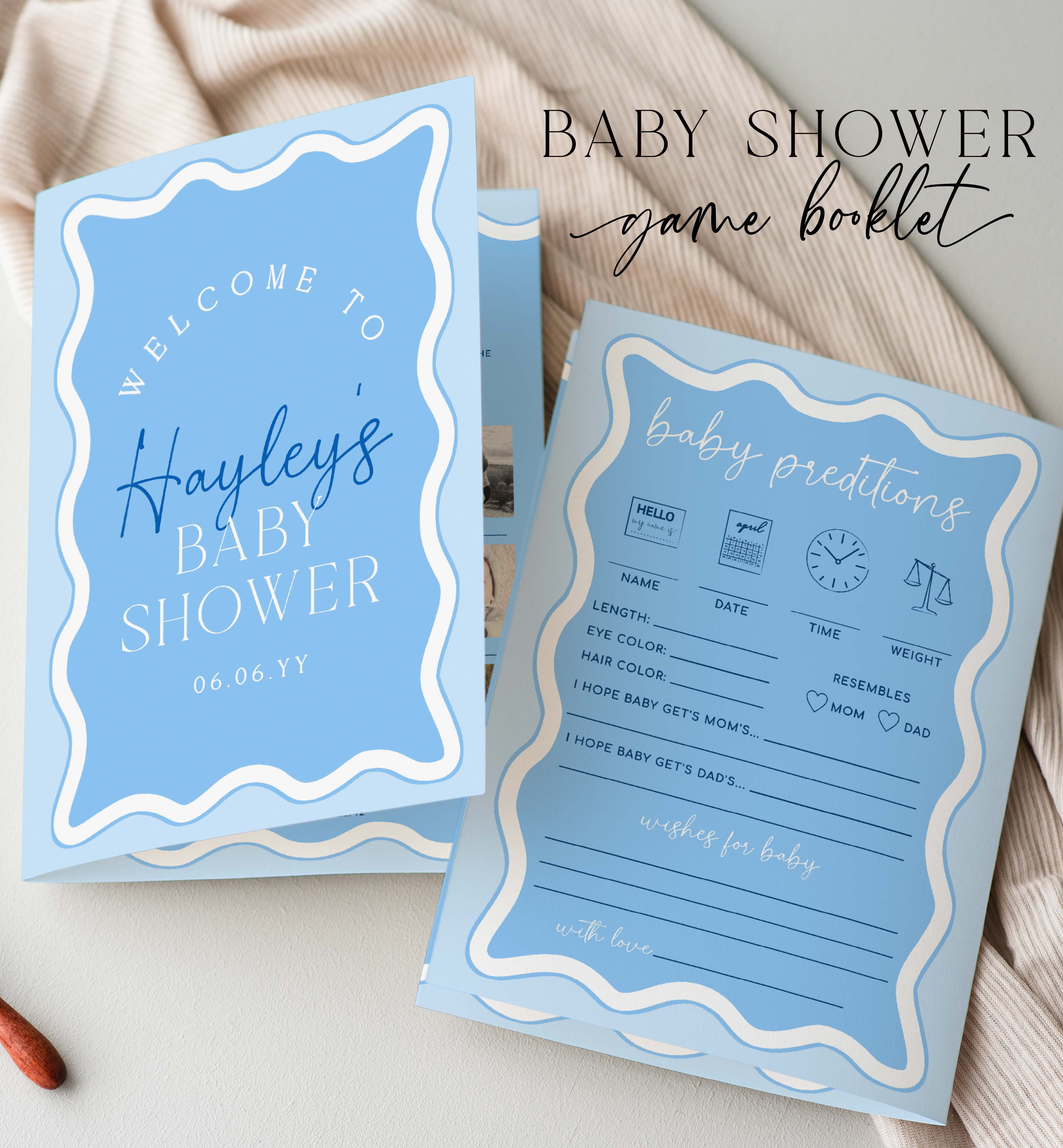 WAV-BLU-10-B3108 - WAVE - BLUE - BABY SHOWER GAMES BOOKLET design preview