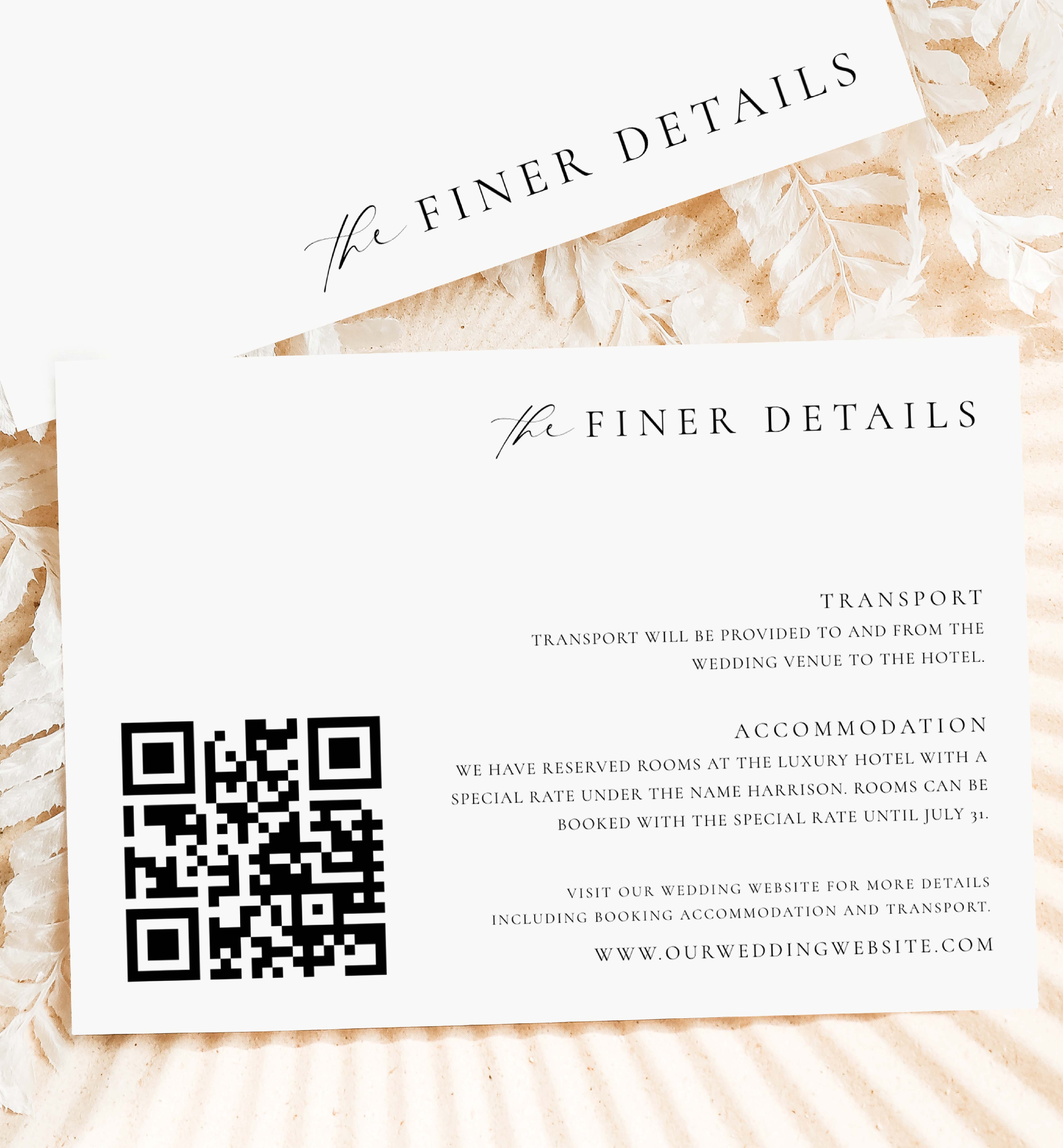 ELE-WHT-2-B2764 - ELLESMERE - WHITE - QR CODE FINER DETAILS CARD design preview