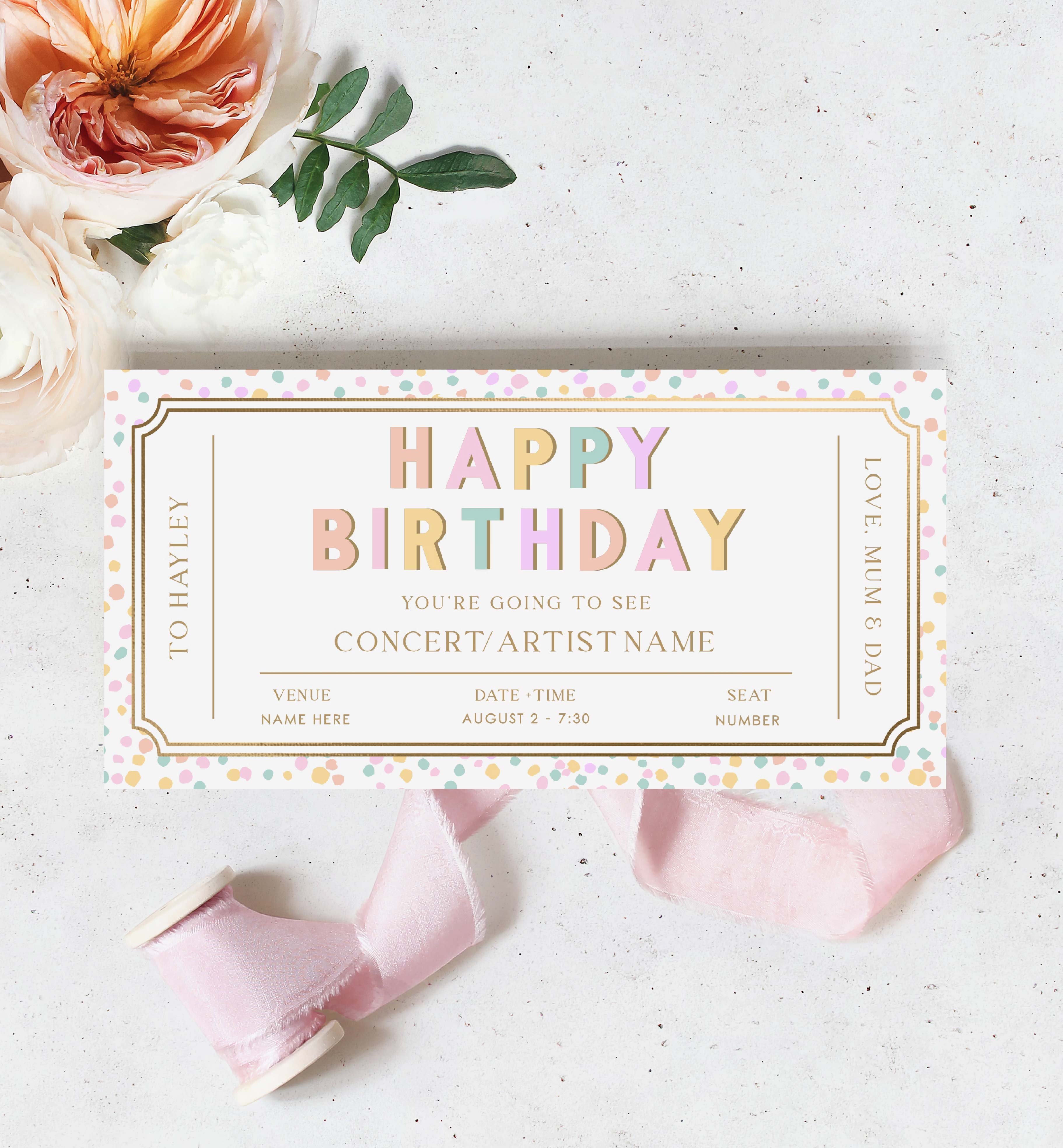 DOT-PMT-14-B2864 - DOT - PASTEL MULTI - CONCERT GIFT CERTIFICATE design preview