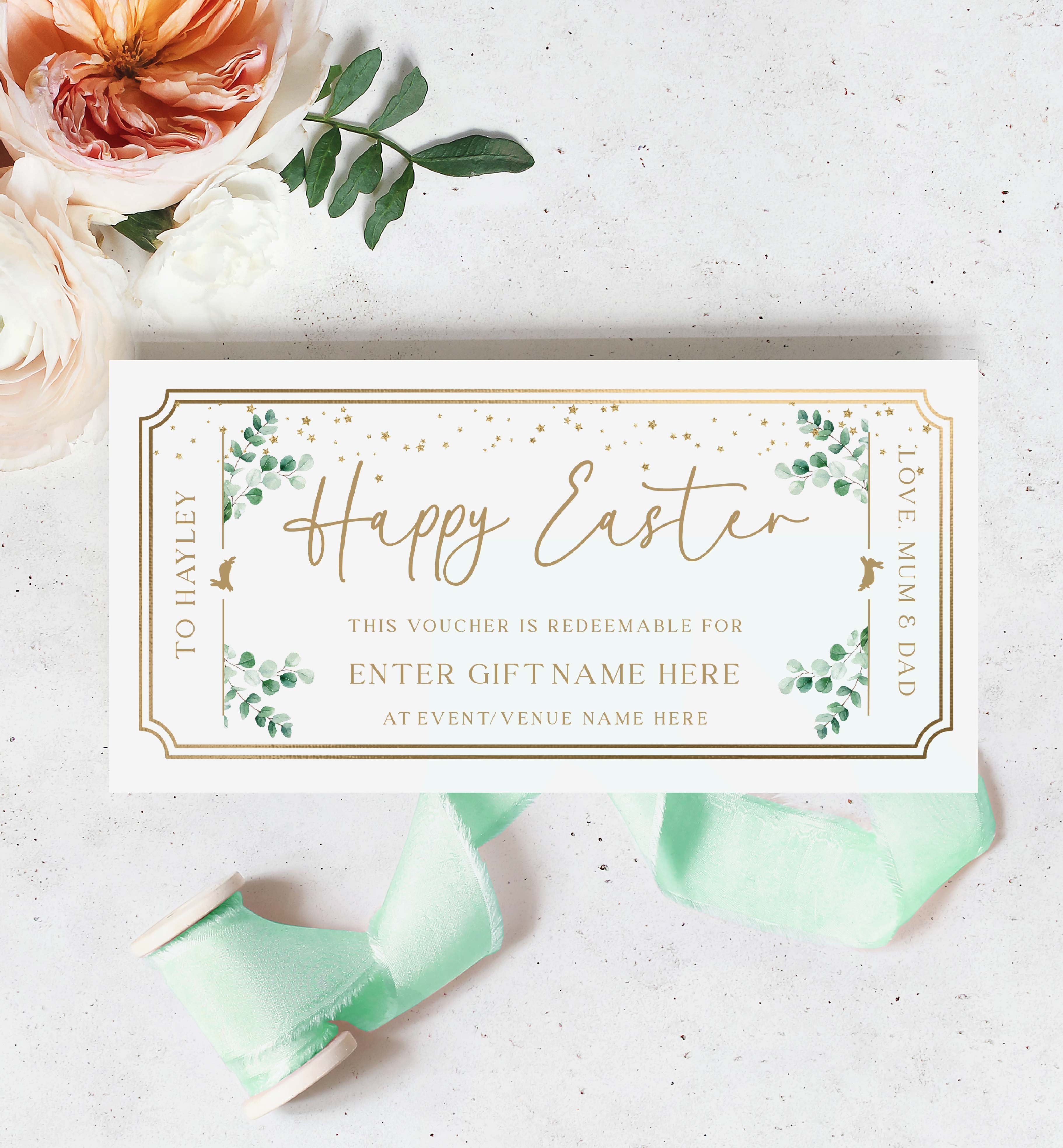 FER-GRE-14-B3481 - FERRAS - GREEN - EASTER GIFT CERTIFICATE design preview
